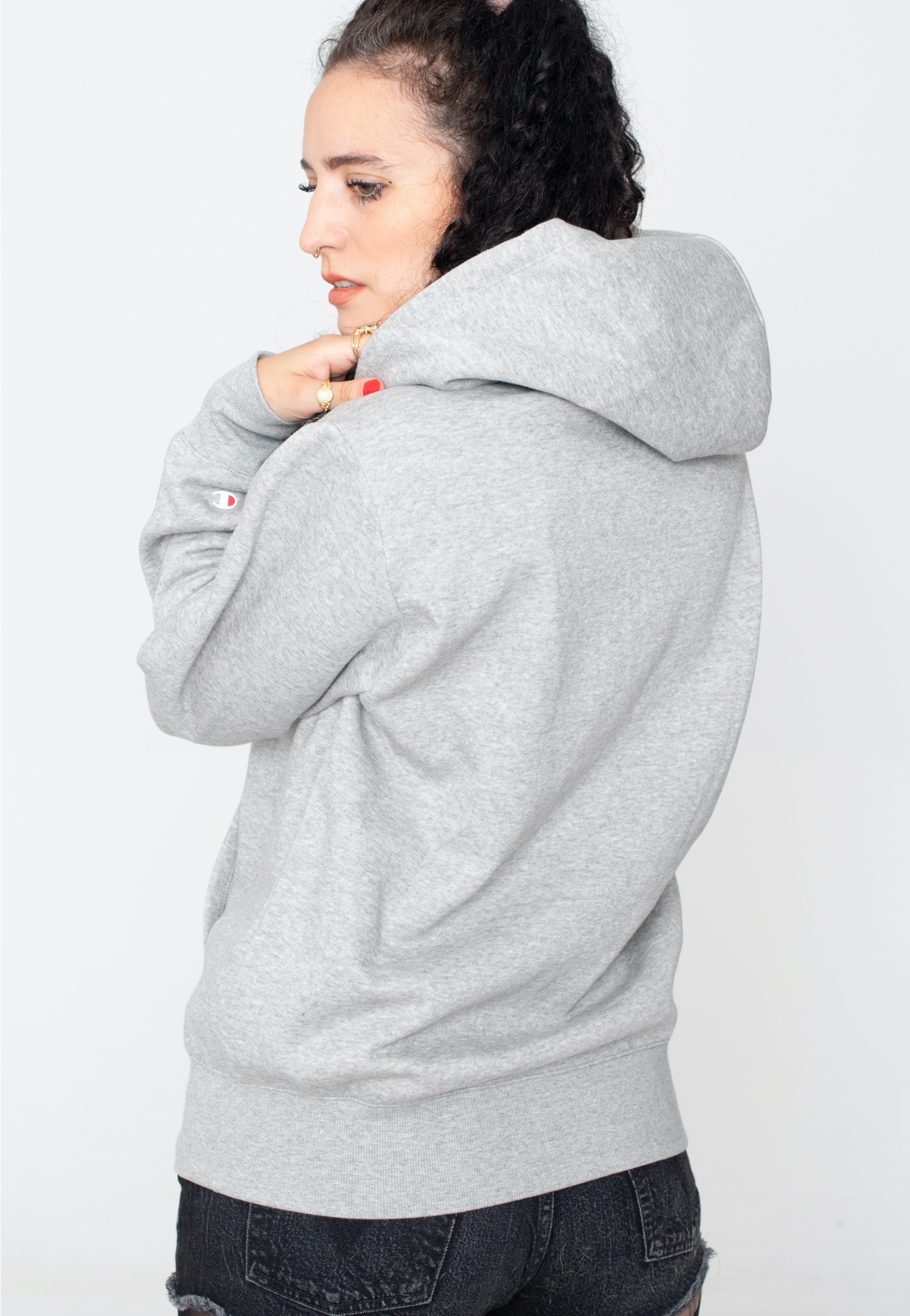 Champion - Hooded Full Zip Gray Melange Light - Zipper | Women-Image