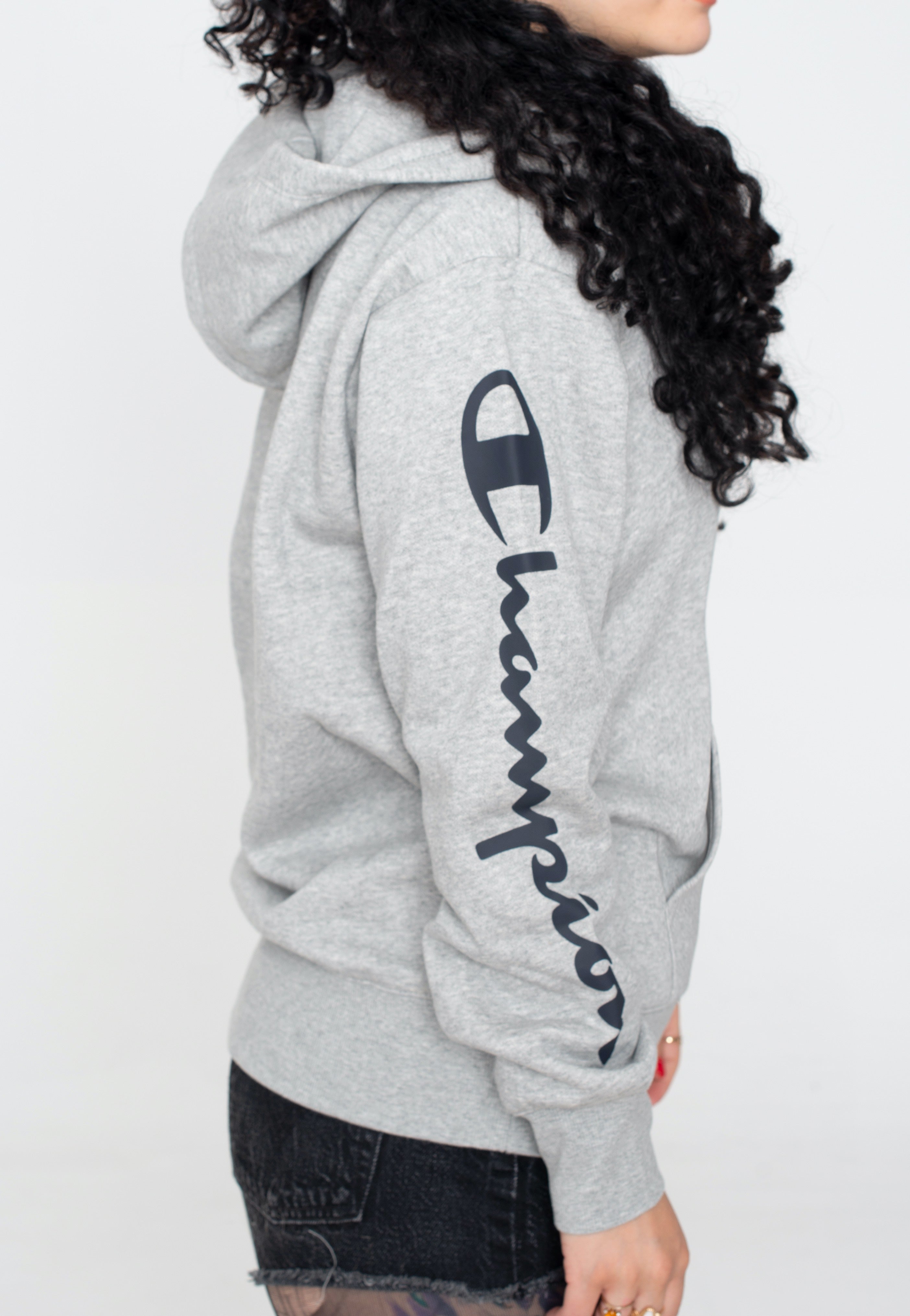 Champion - Hooded Full Zip Gray Melange Light - Zipper | Women-Image