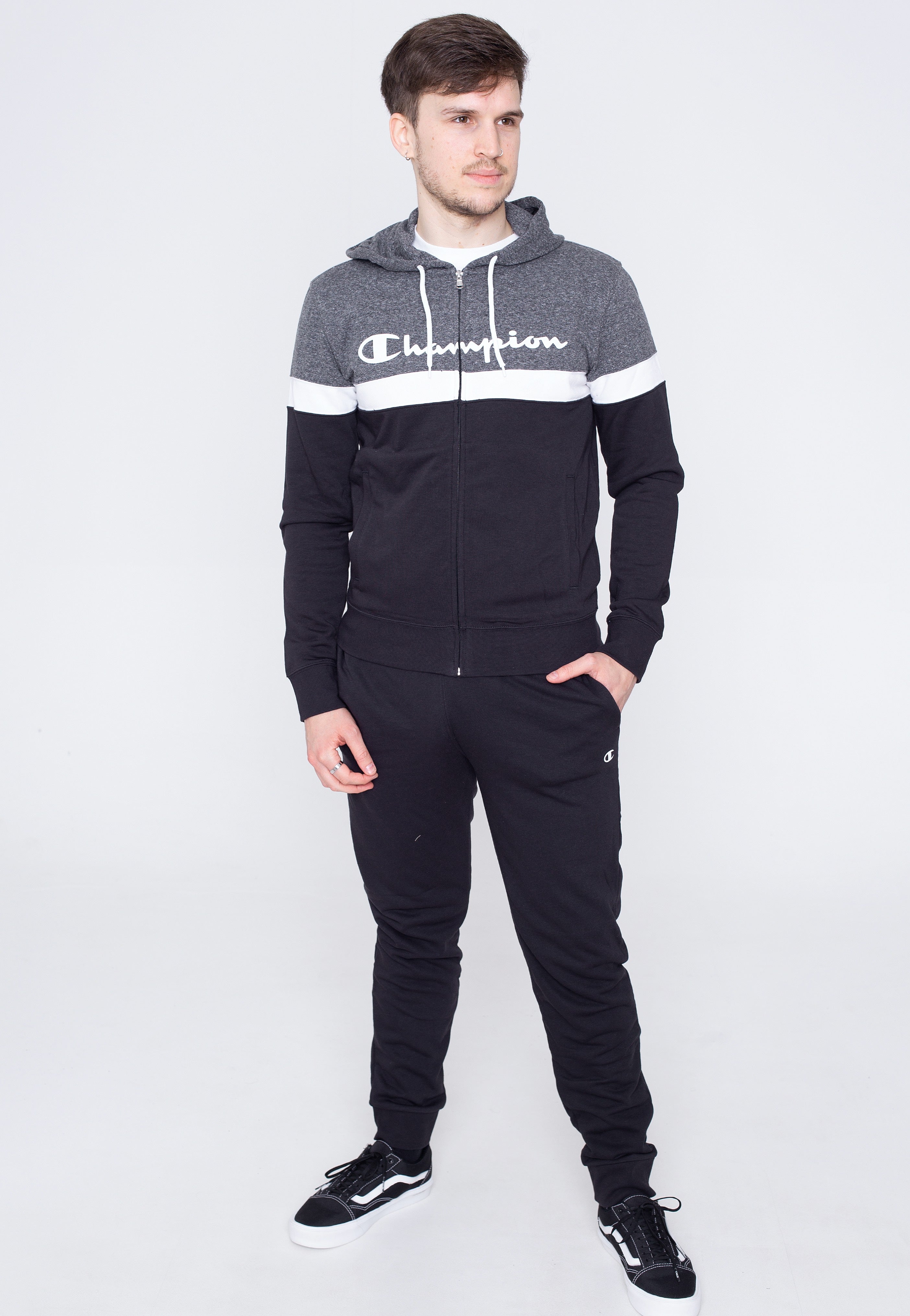 Champion - Hooded Full Zip NBK/NBK/GRDKM/WHT - Tracksuit | Men-Image