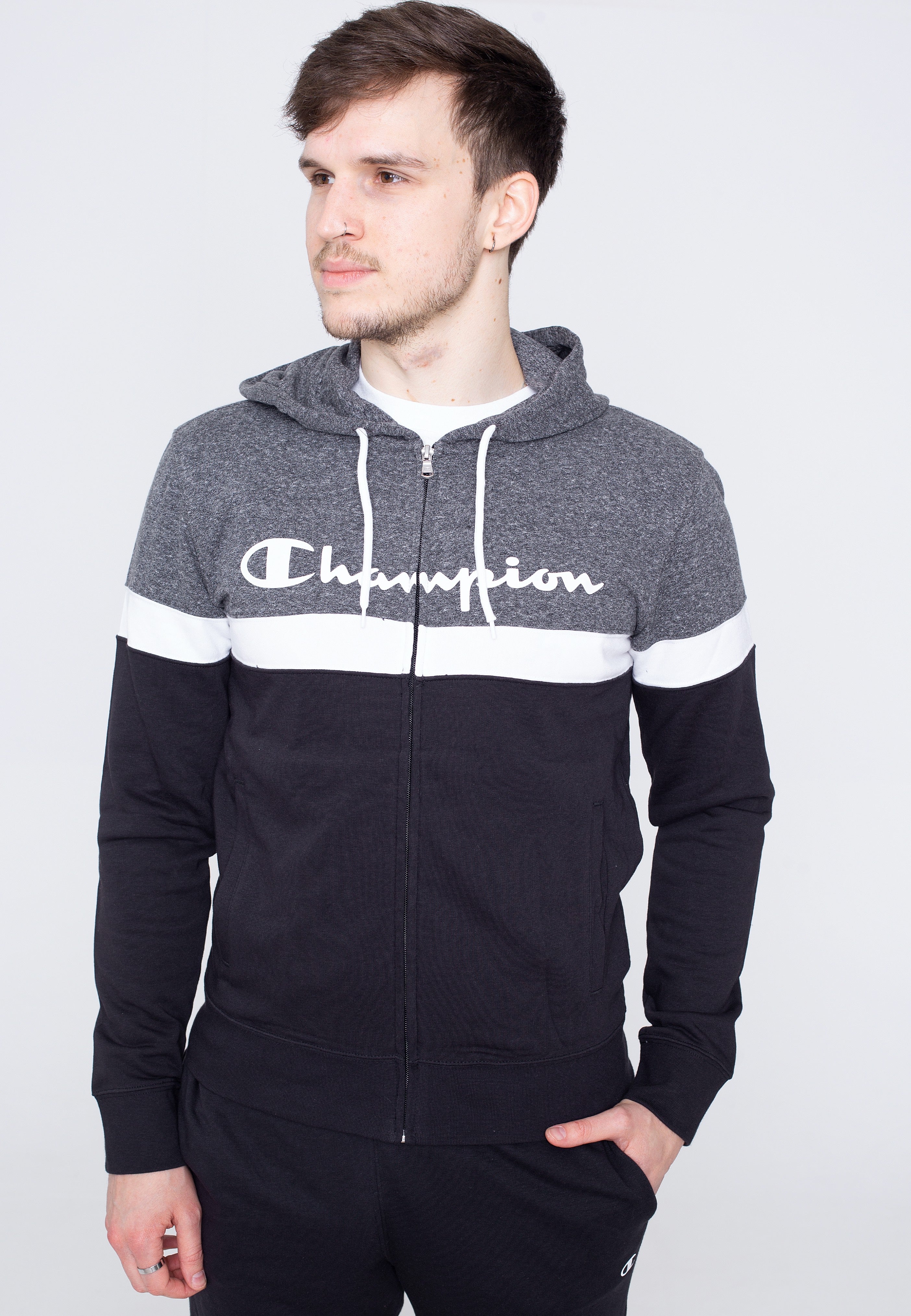Champion - Hooded Full Zip NBK/NBK/GRDKM/WHT - Tracksuit | Men-Image