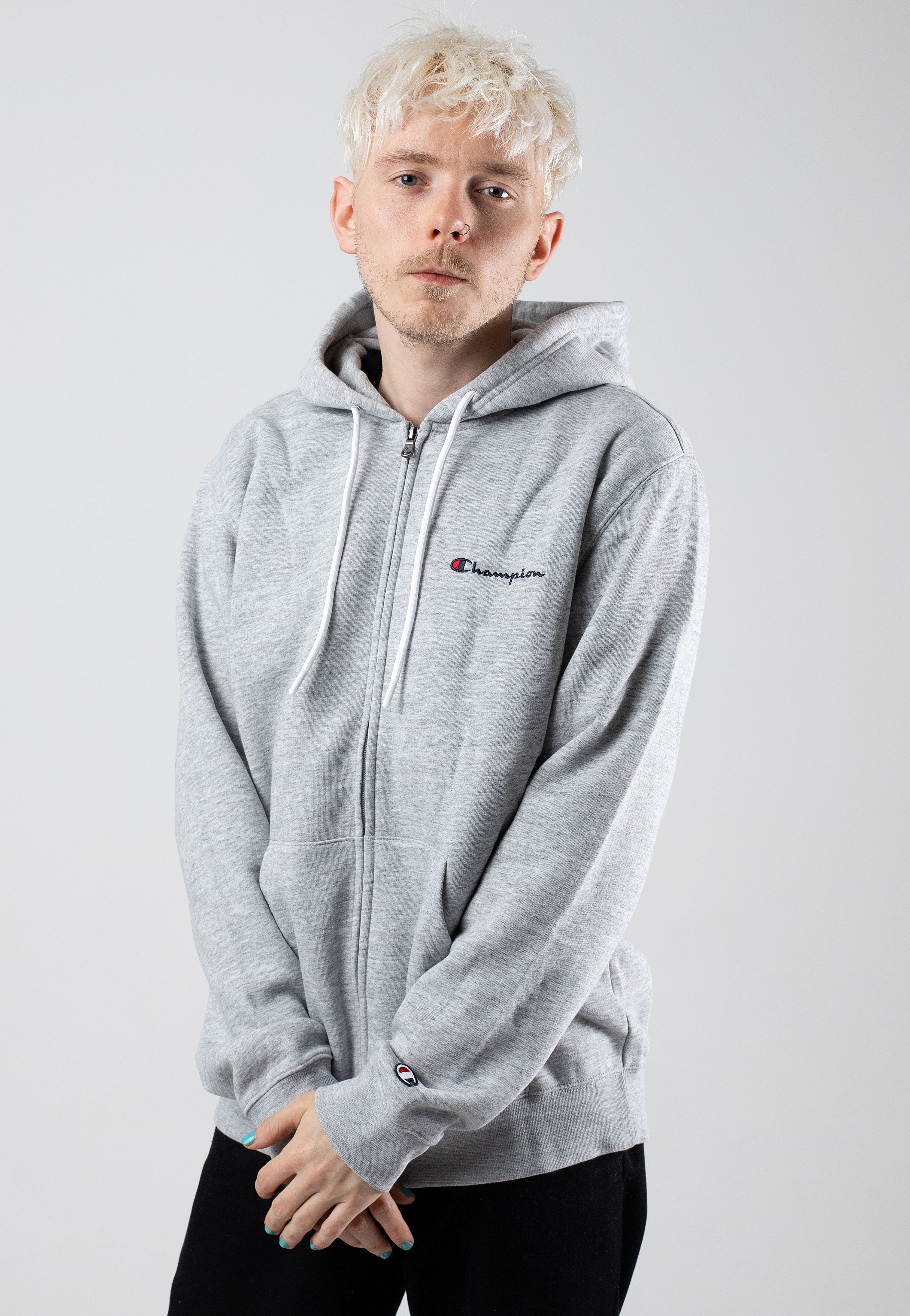 Champion - Hooded Full Zip New Oxford/Grey Melange - Zipper | Men-Image