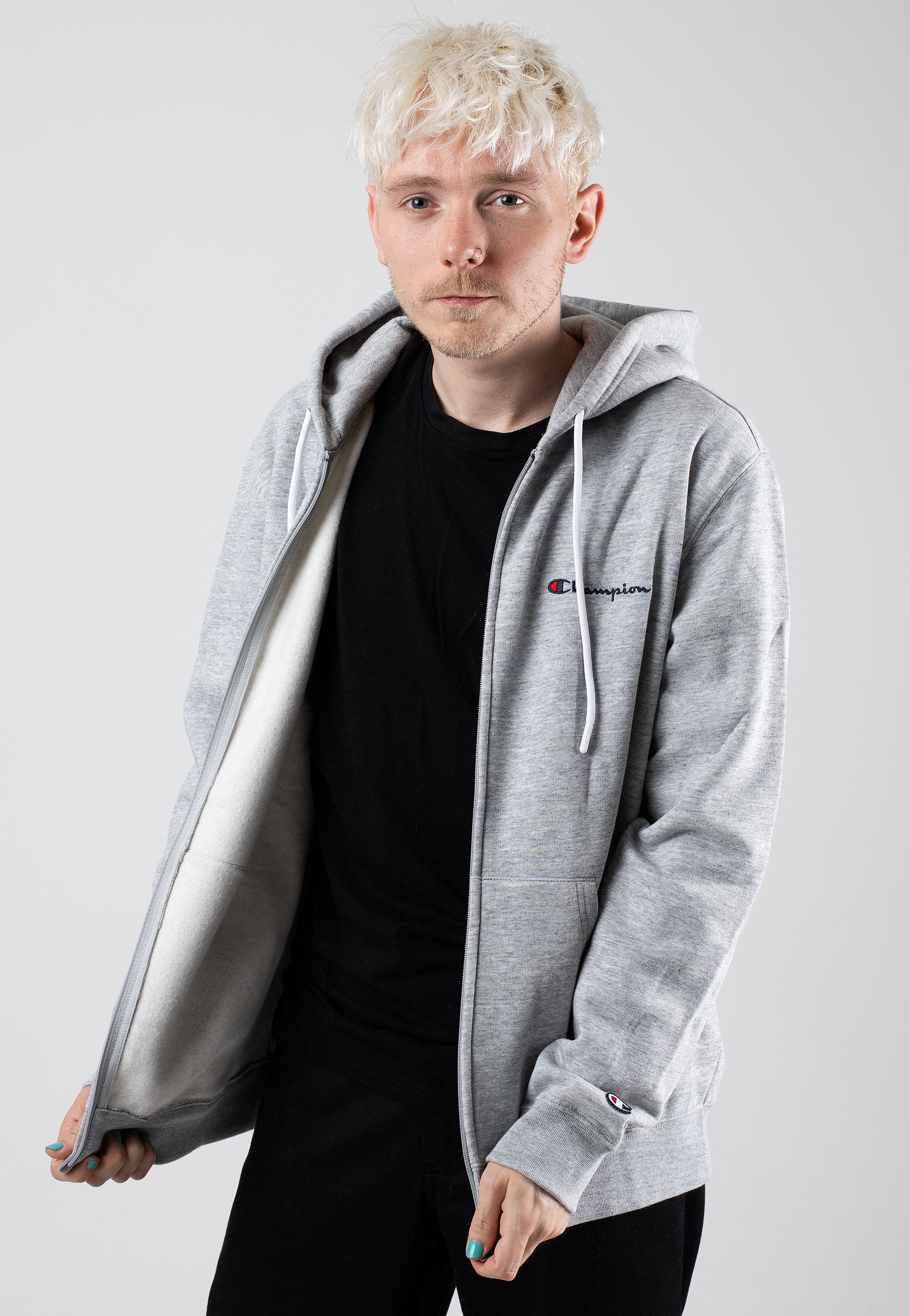 Champion - Hooded Full Zip New Oxford/Grey Melange - Zipper | Men-Image