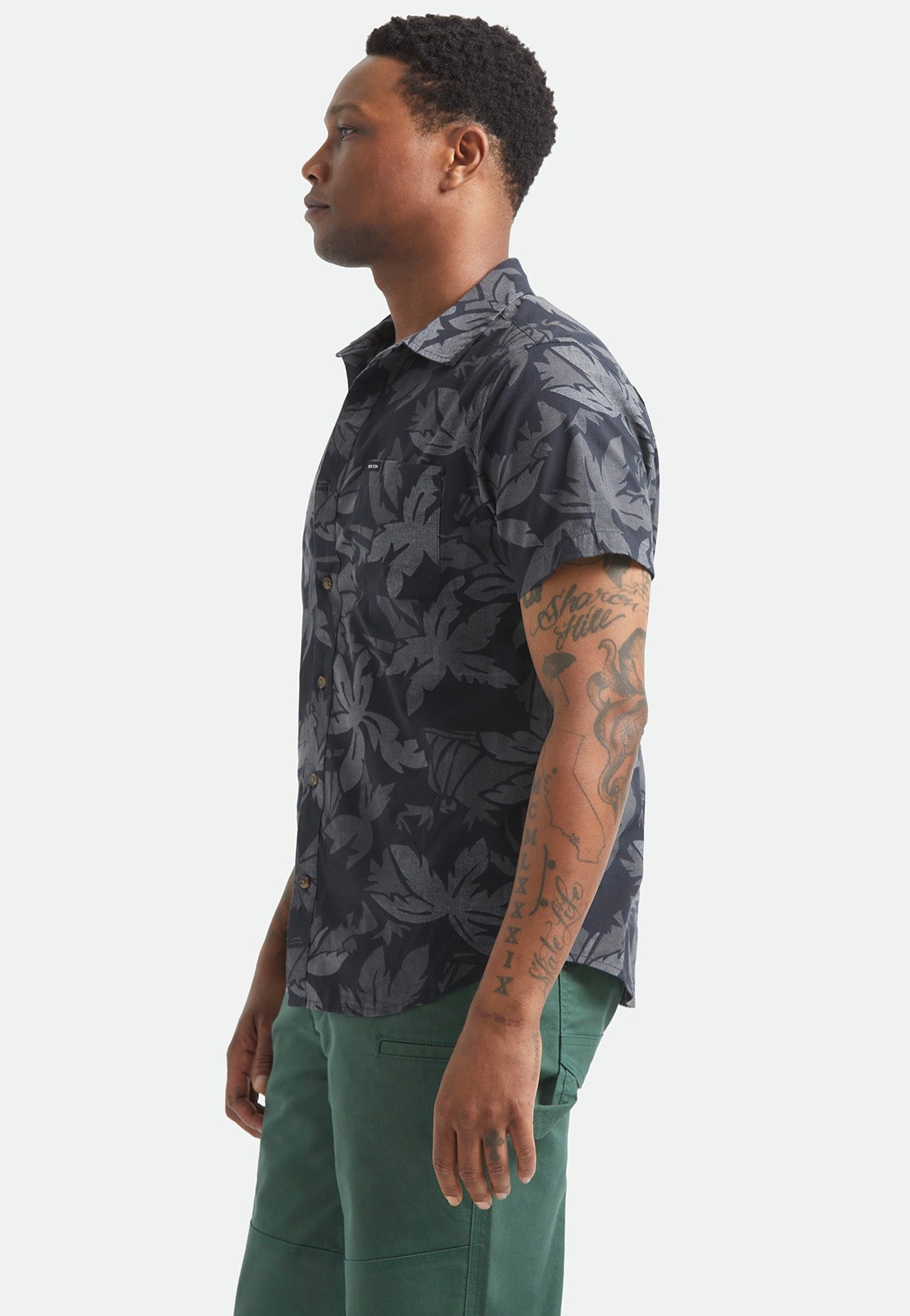 Brixton - Charter Print Black/Trooper/Future Grey Palm - Shirt | Men-Image