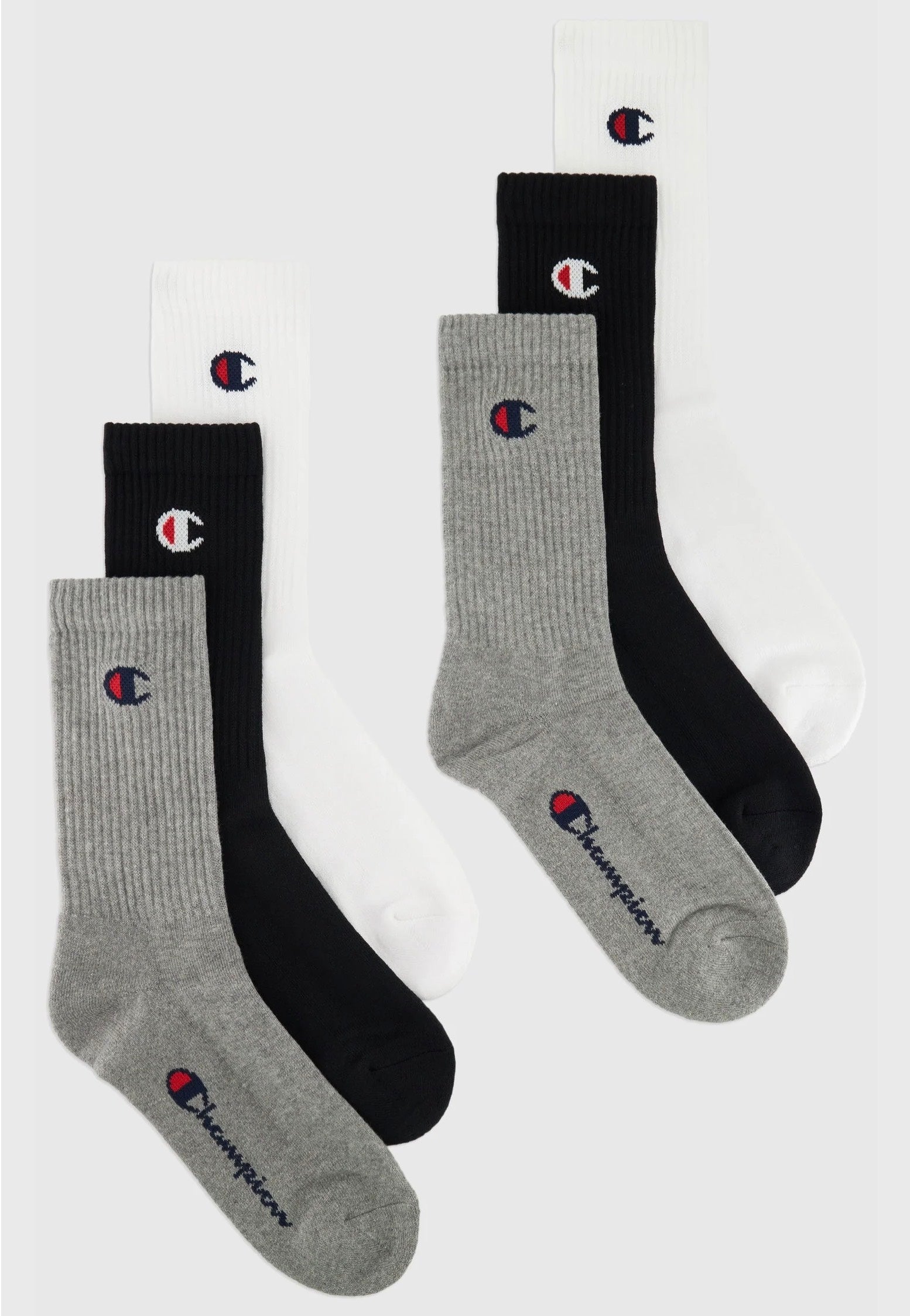 Champion - Crew Pack Of 6 OXGM/OXGM - Socks | Neutral-Image