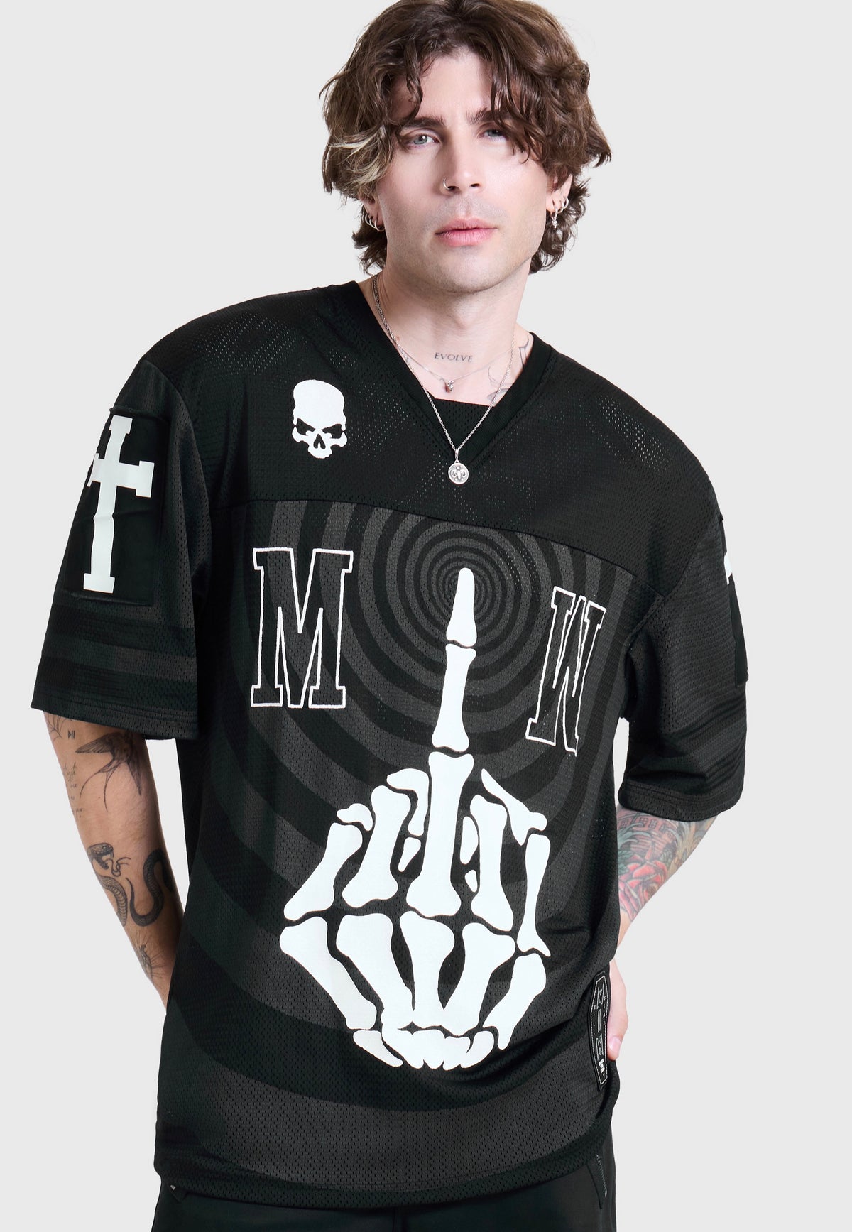 Killstar x Motionless in White Corpse Nation Sports Jersey Black Tričko | Men-Image