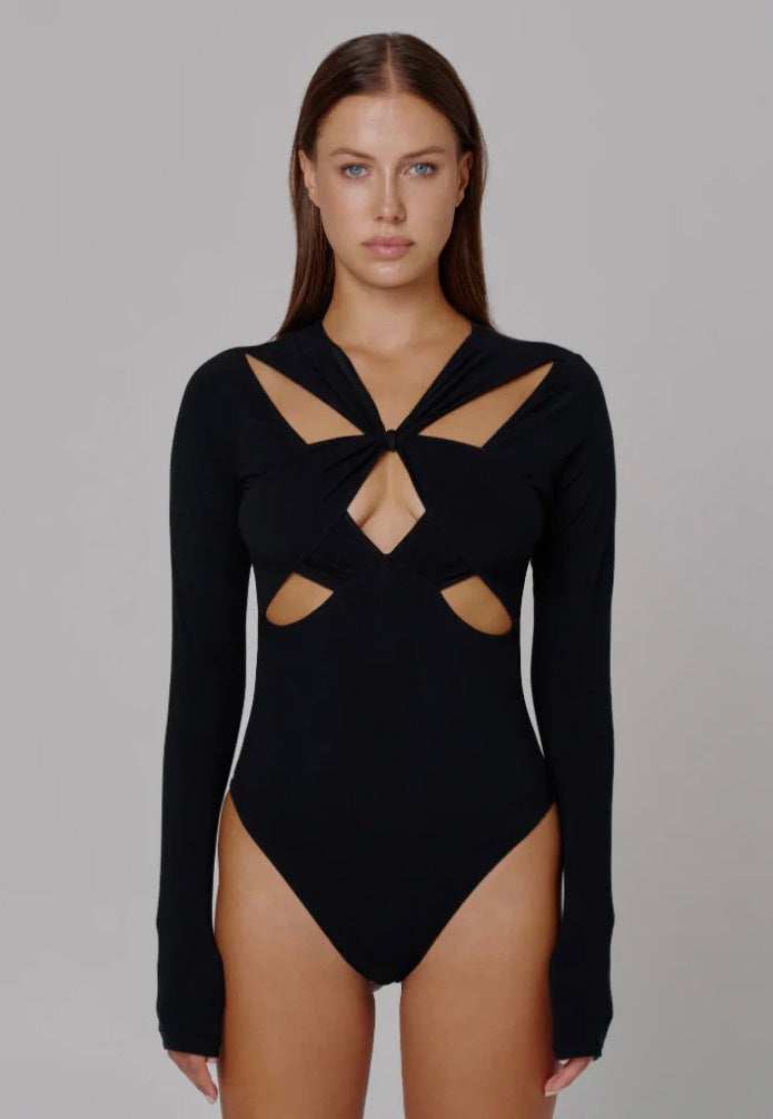 SaintSass - Crossed Neckline Black - Body | Women-Image
