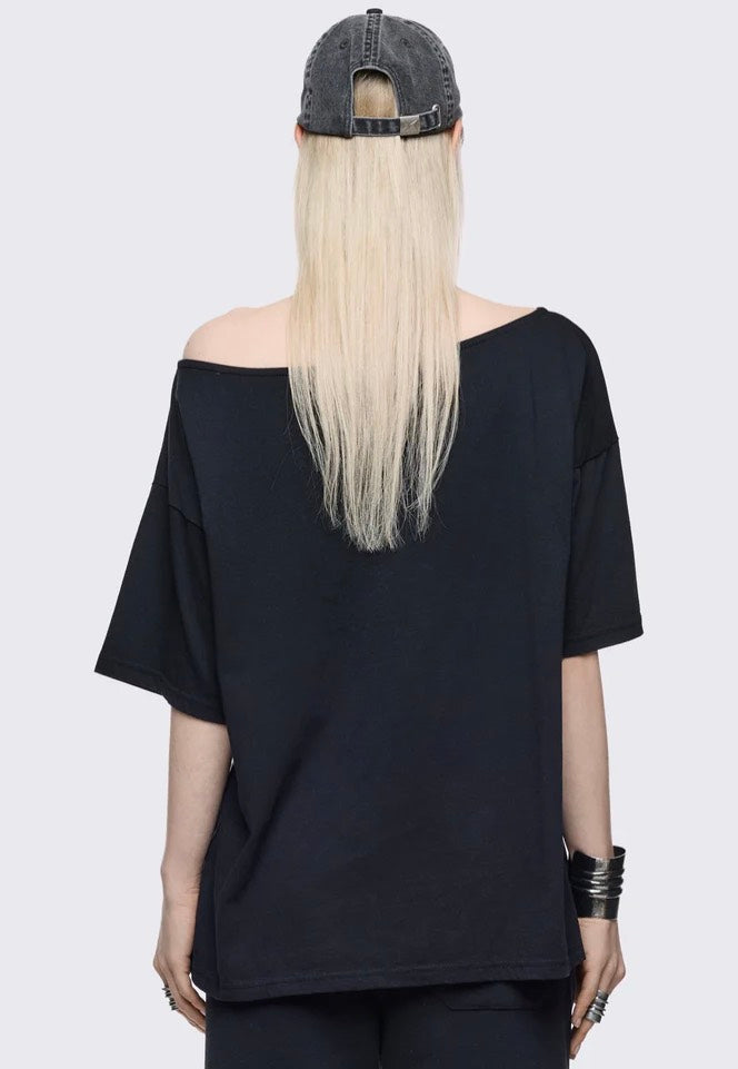 Minga London - Crown of Swords Off Shoulder Black - T-Shirt | Women-Image