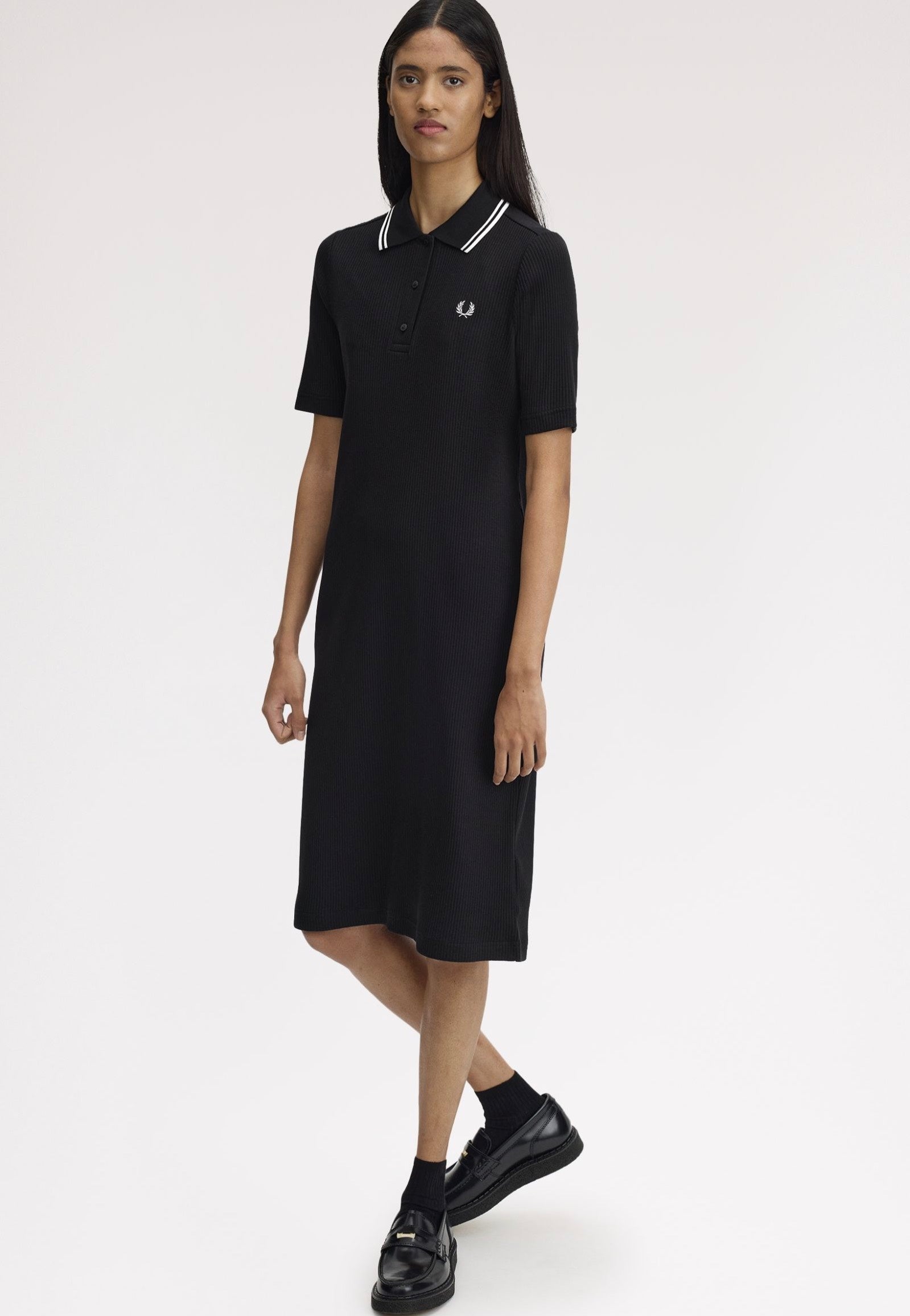 Fred Perry - Ribbed Polo Black - Dress | Women-Image