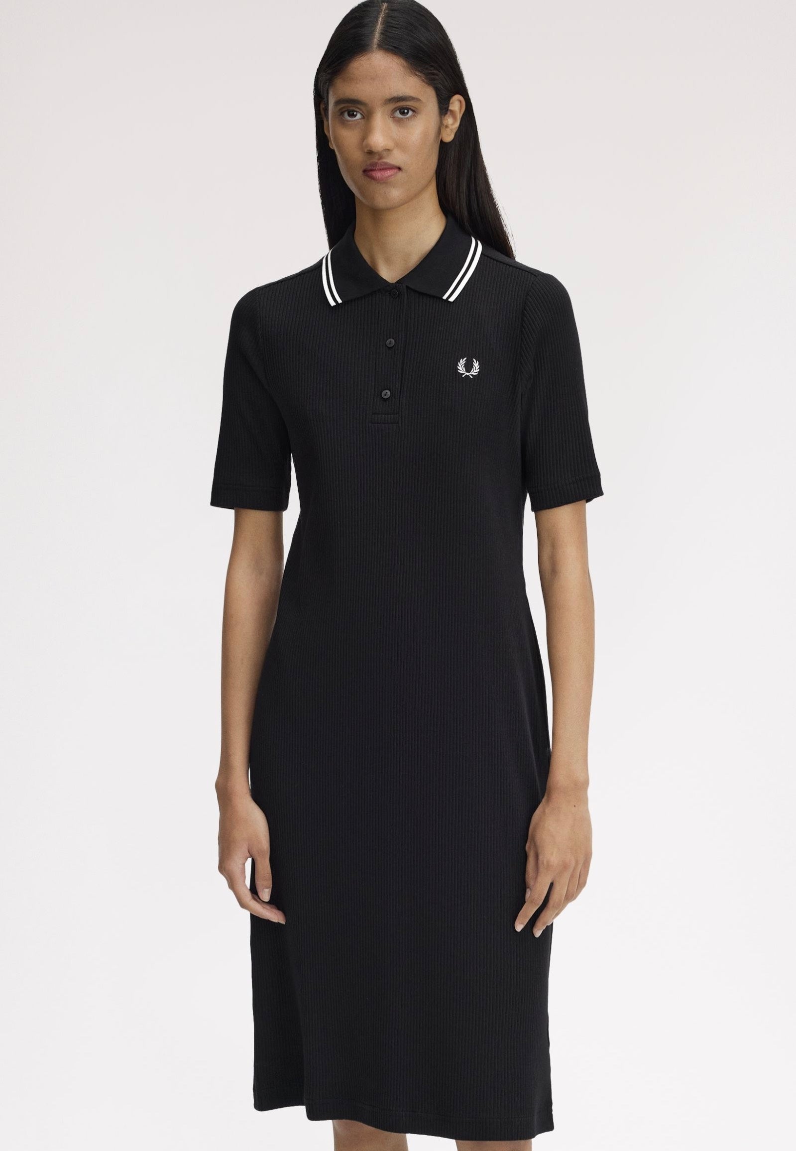 Fred Perry - Ribbed Polo Black - Dress | Women-Image