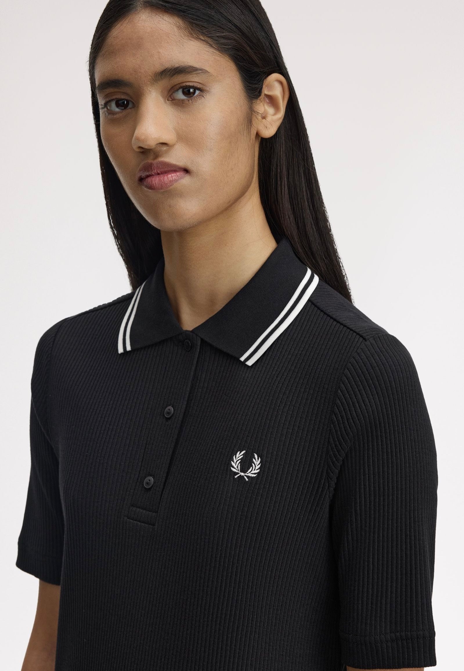 Fred Perry - Ribbed Polo Black - Dress | Women-Image