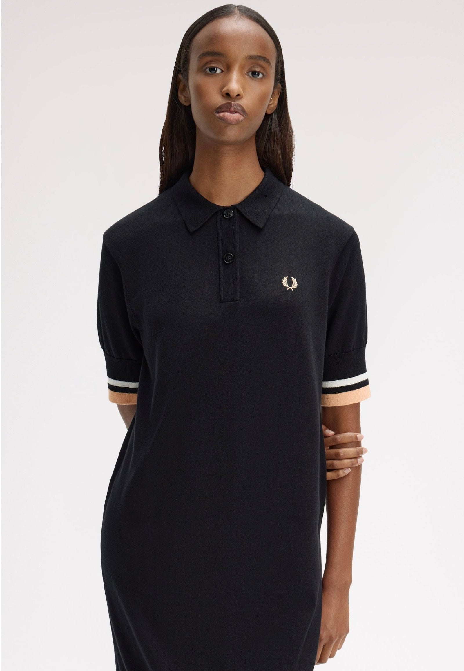 Fred Perry - Bold Tipped Knitted Black - Dress - Black - Large - 100% Cotton