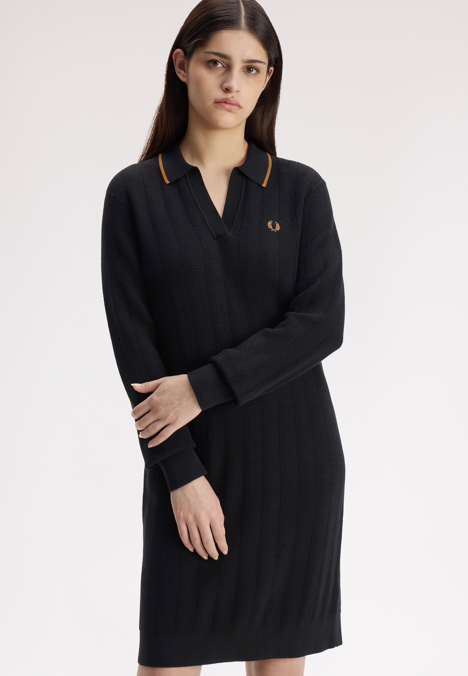 Fred Perry - Textured Knitted Black - Dress | Women-Image
