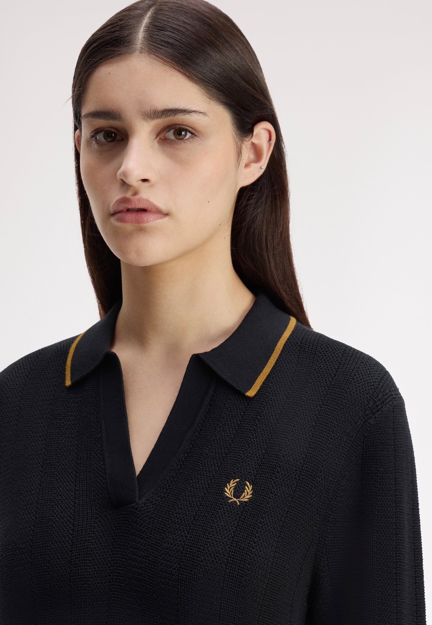 Fred Perry - Textured Knitted Black - Dress | Women-Image