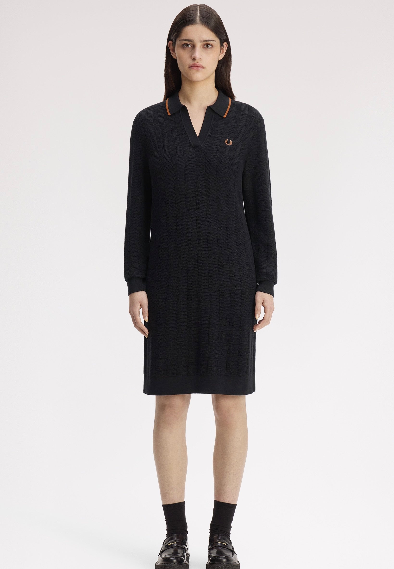 Fred Perry - Textured Knitted Black - Dress | Women-Image