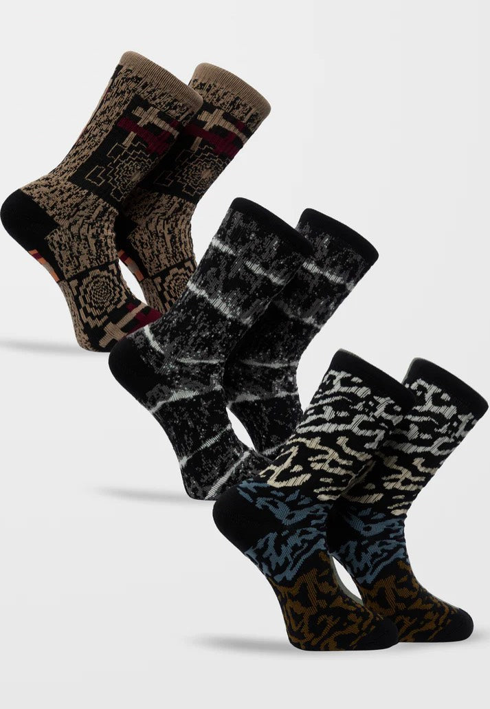 Volcom - Printa Stoney Pack Of 3 Multi - Socks | Neutral-Image