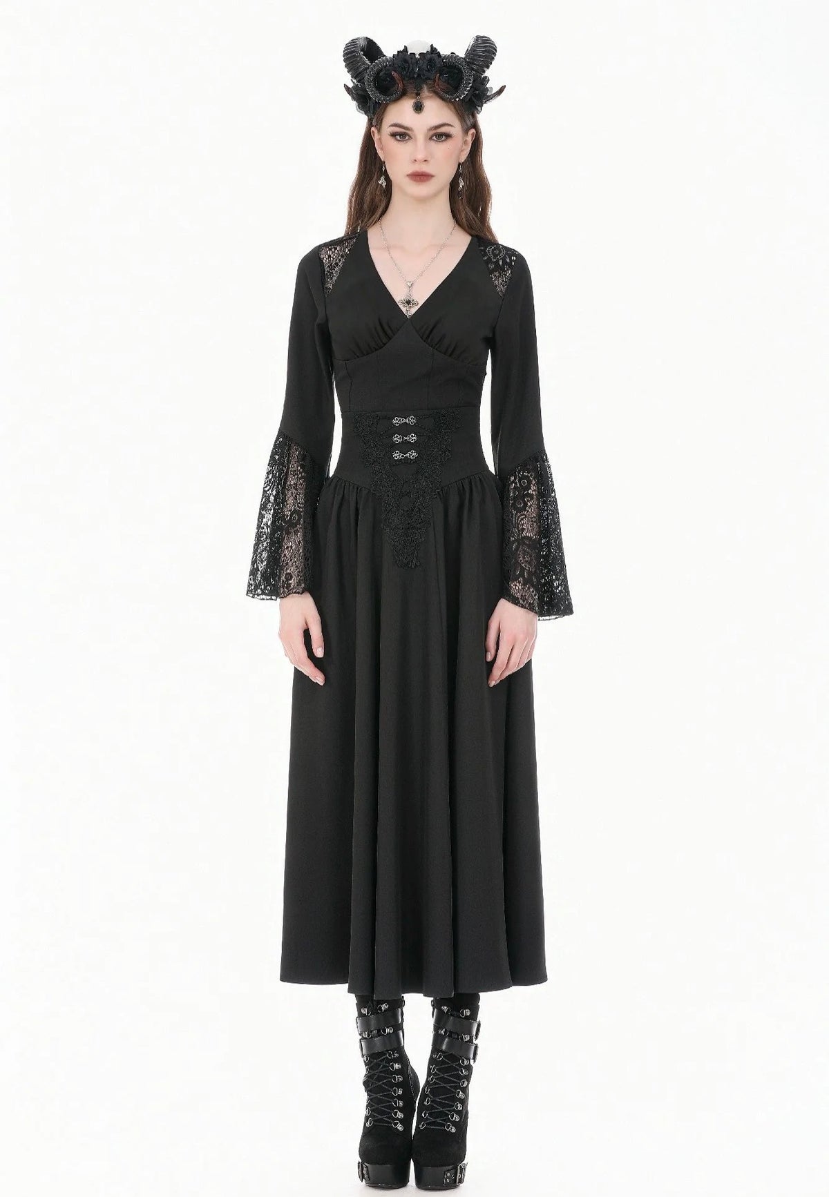 Dark In Love Gothic High Waist Hollow Embroidery Sukně | Women-Image