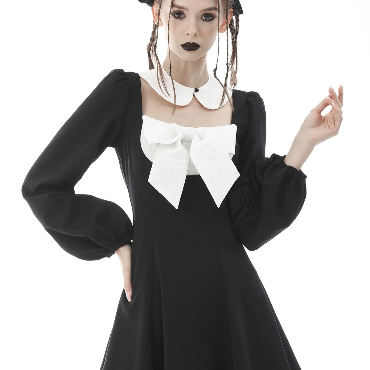 gothic lolita black and white dress Dark In Love - Super Bowknot Black - - Black - XL this dress ensures both Boston Proper Kleur:Hemelsblou A Line Off Shoulder