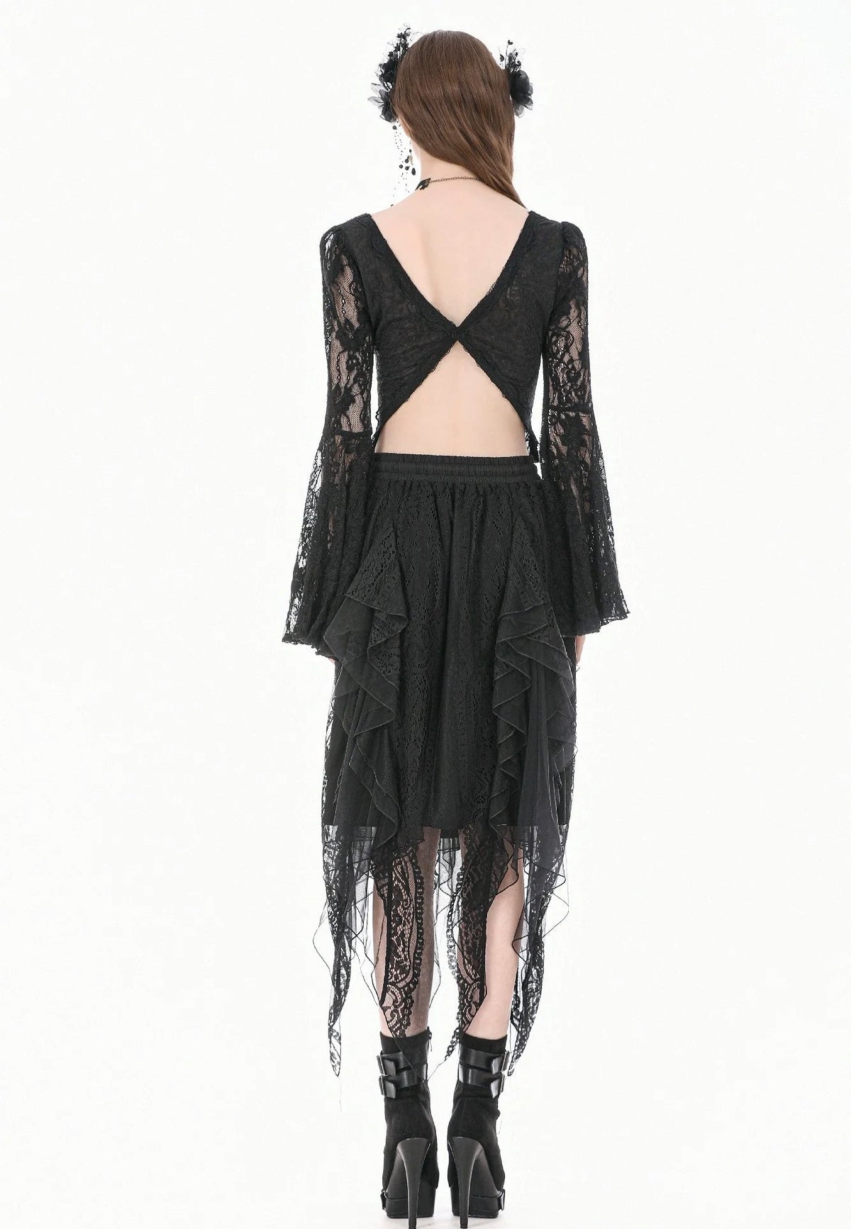 Dark In Love Gothic Shadow Mist Layered Mesh Long Jupe | Women-Image