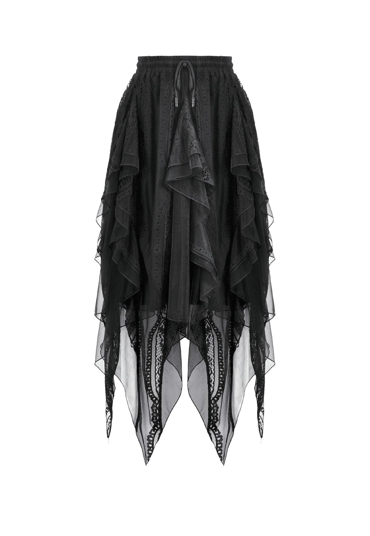 Dark In Love Gothic Shadow Mist Layered Mesh Long Spódnica | Women-Image