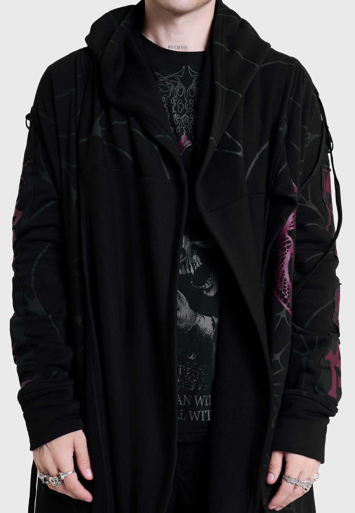 Killstar x Motionless in White Dead As F**K Assassins Long Cardi Black Cardigan | Men-Image