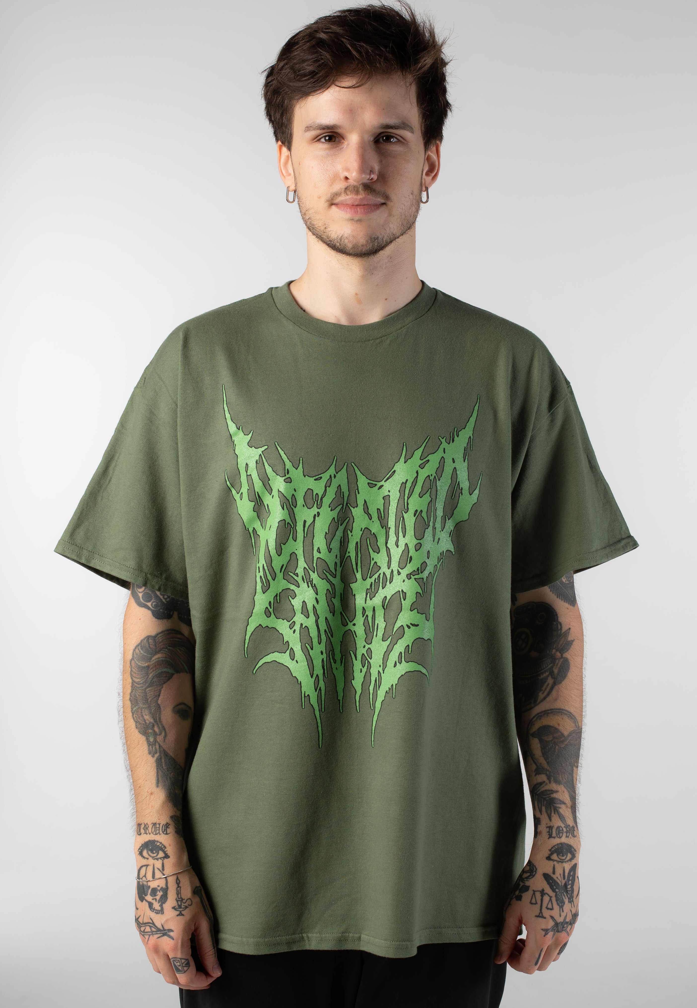 Defeated Sanity - Green Logo Military Green - T-Shirt | Men-Image