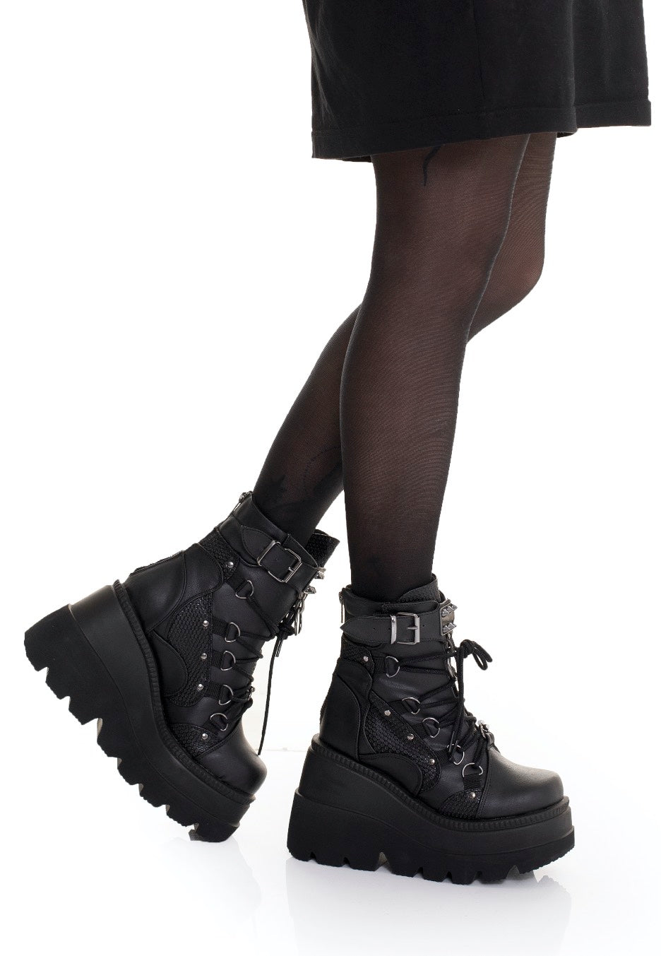 【DEMONIA】SHA60/BVL DemoniaCult Shaker 60 Black Vegan Leather - Girl Shoes | Impericon