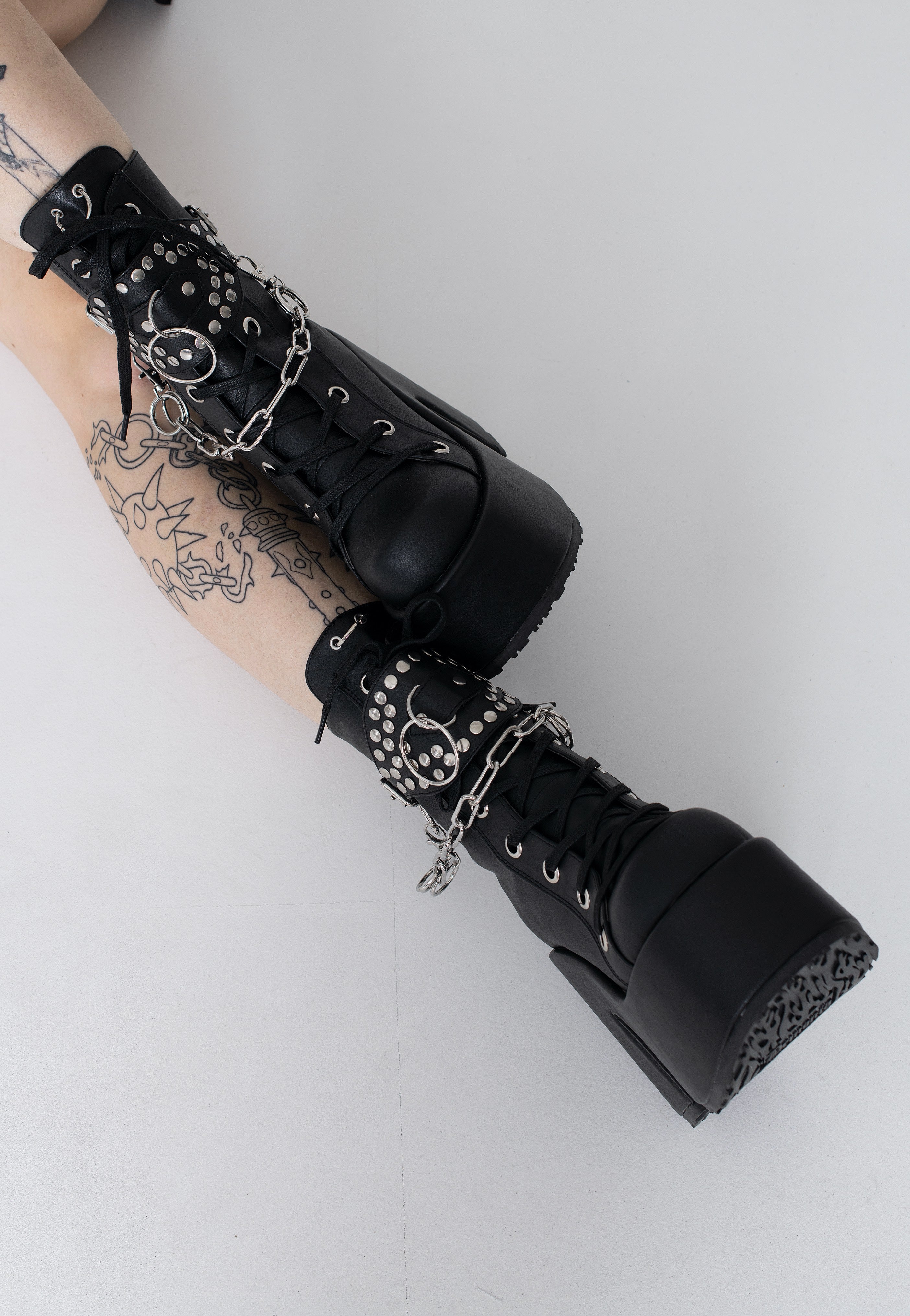 DemoniaCult - Camel 65 Black Vegan Leather - Girl Shoes | Women-Image