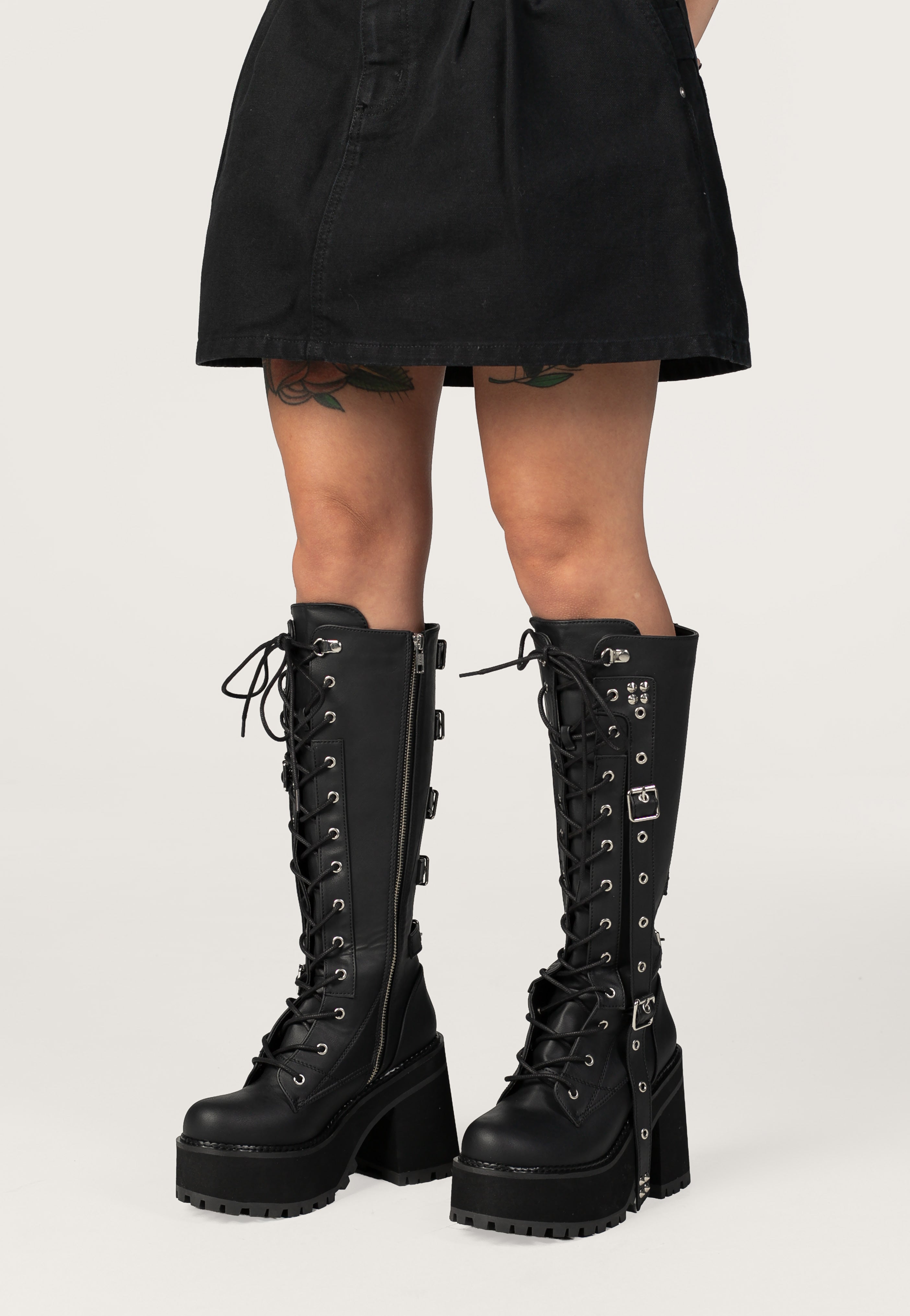 DemoniaCult ASSAULT-218 Lace-Up Black Girl Schuhe | Women-Image