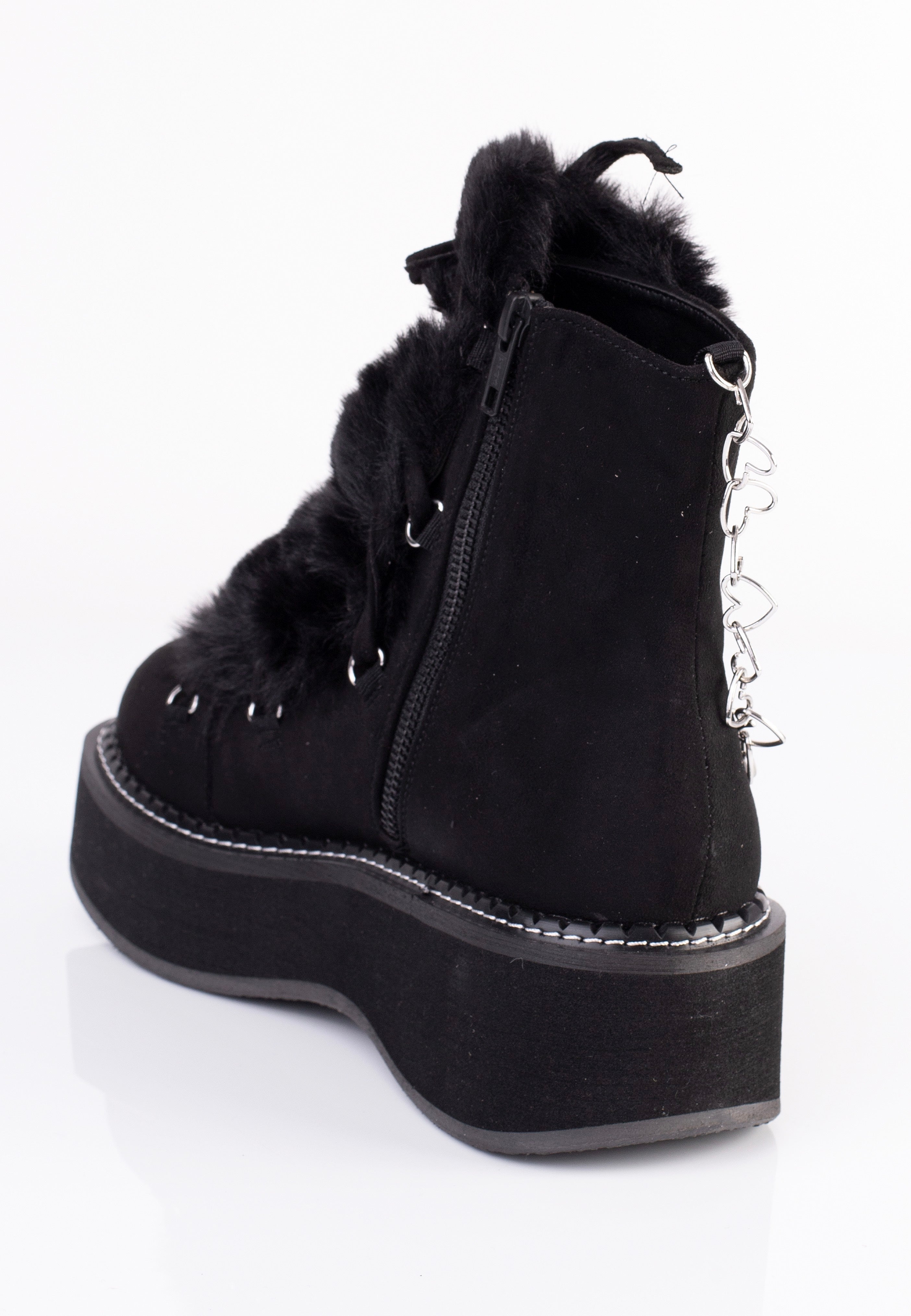 DemoniaCult Emily 55 Black Vegan Suede Faux Fur - Girl Shoes