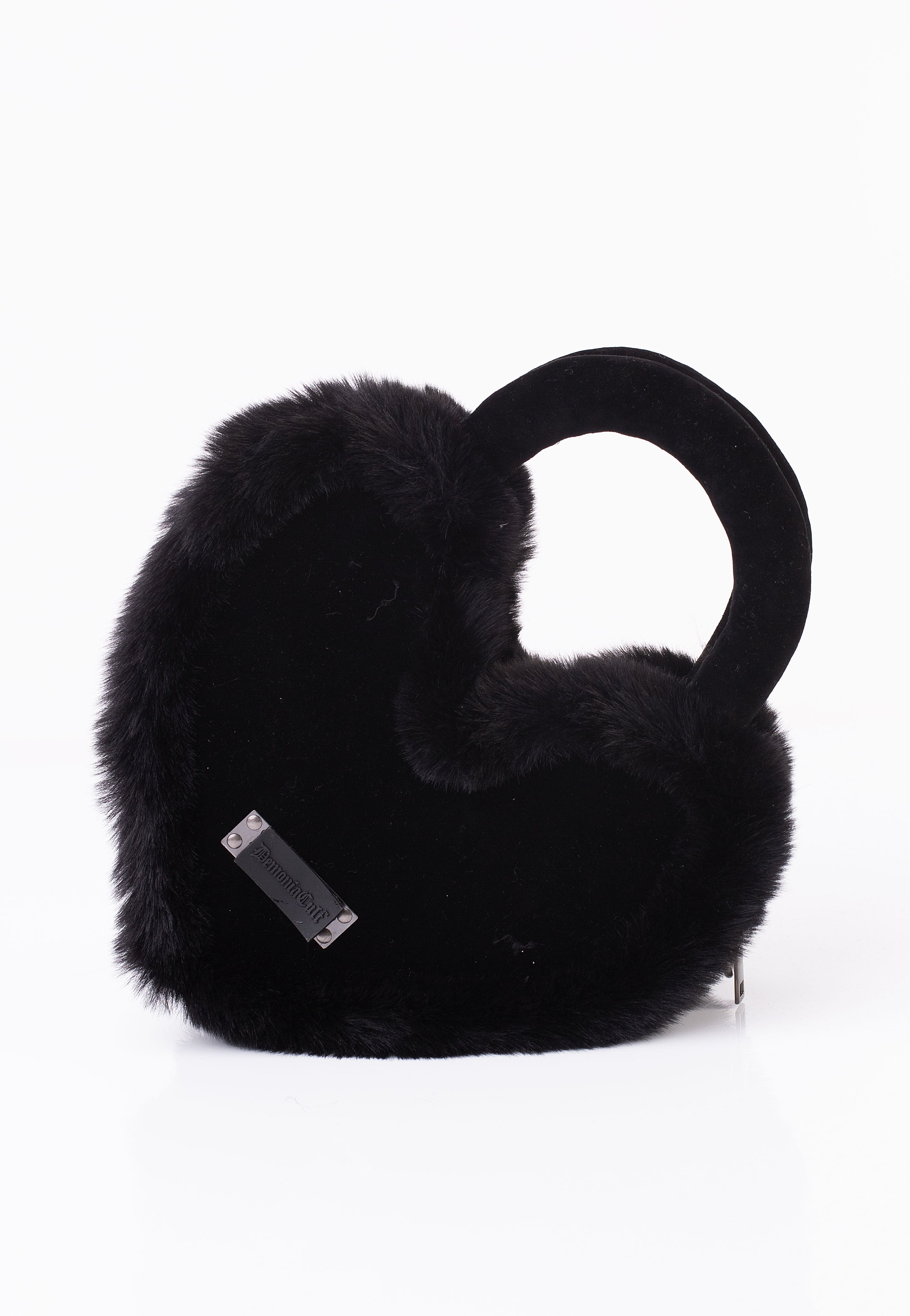 DemoniaCult - Faux Suede And Fur Heart Shaped Black - Bag | Neutral-Image