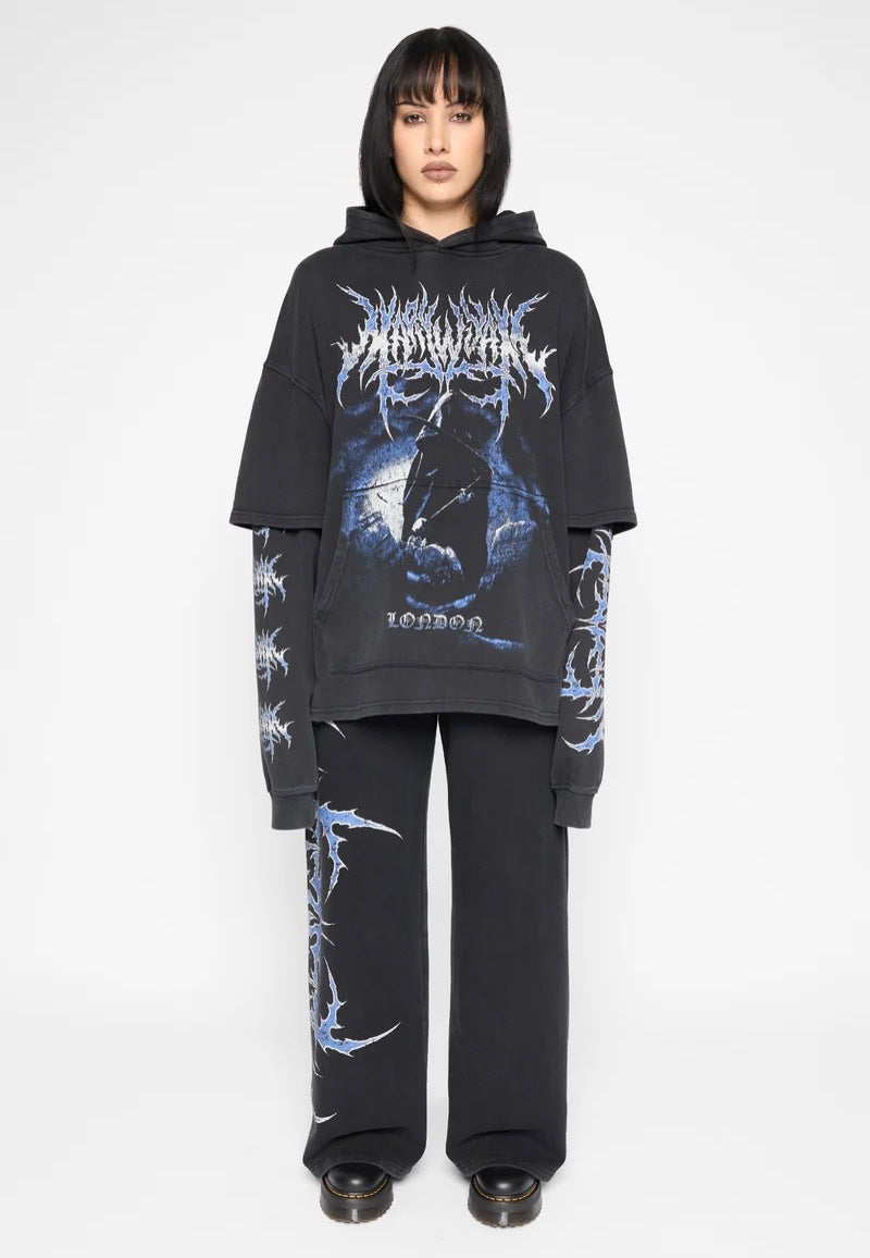 Mary Wyatt Descent Oversized Layered Black Sudadera | Women-Image
