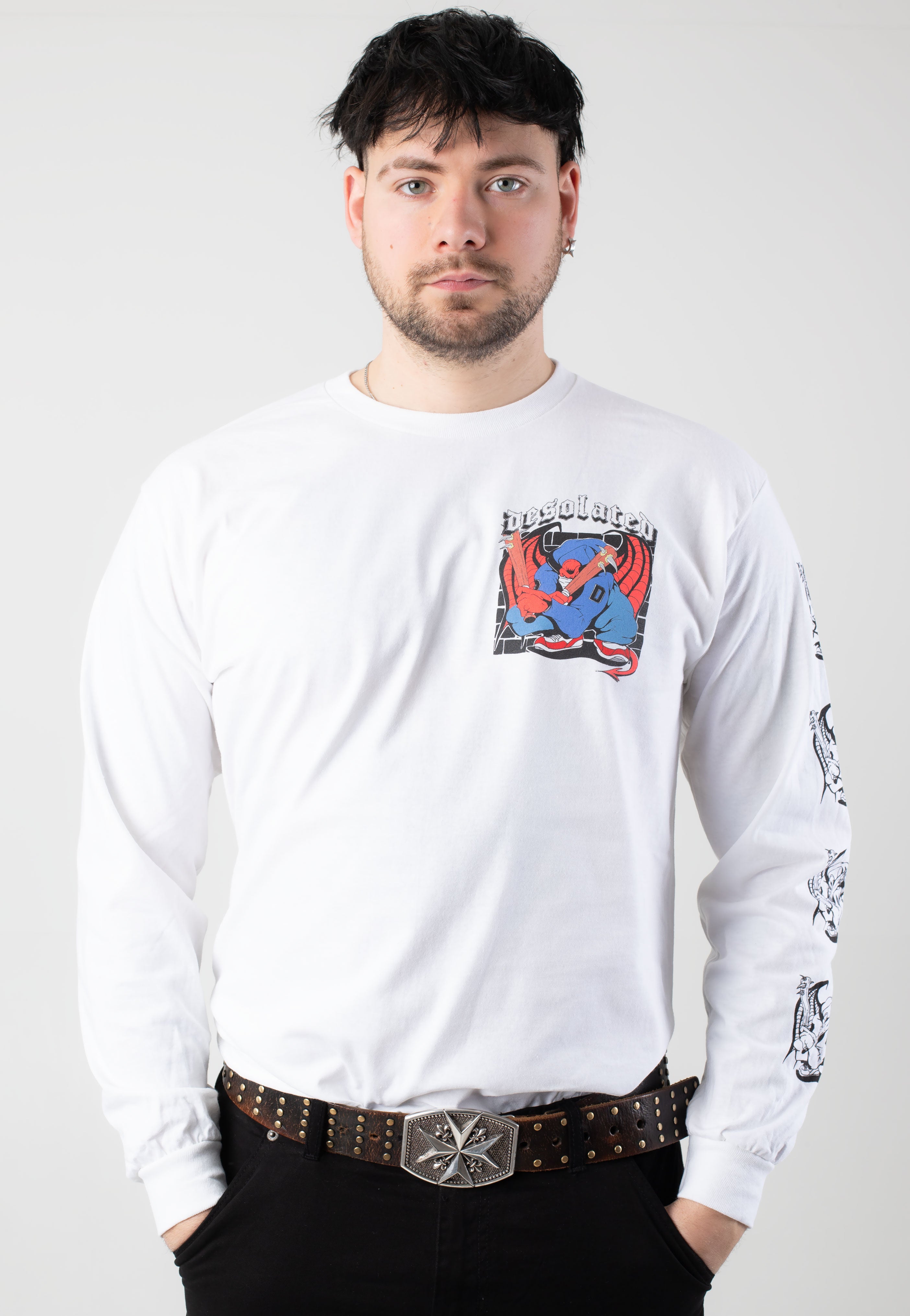 Desolated - Devil Crew White - Longsleeve | Men-Image
