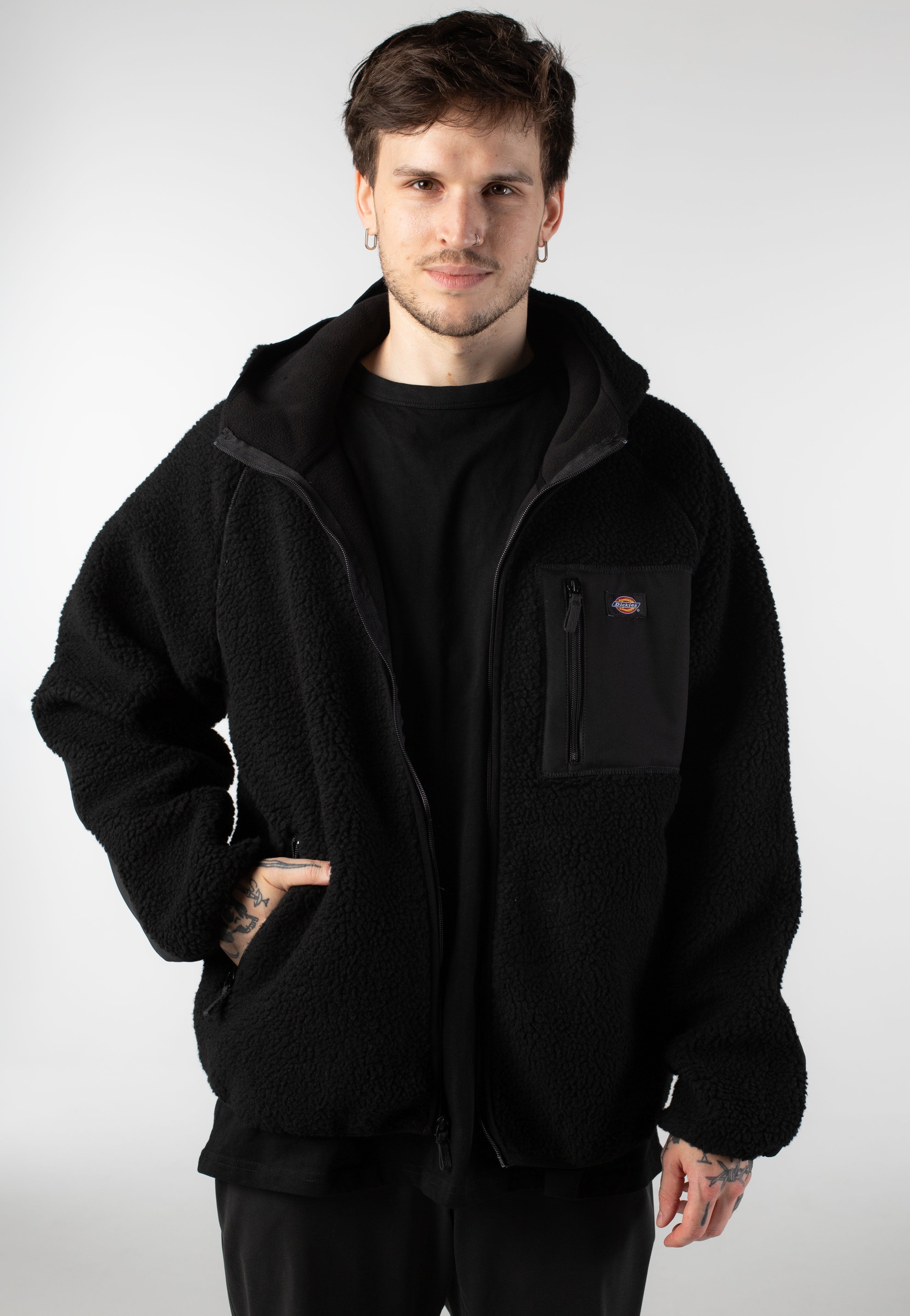 Dickies - Central High Pile Hooded Black - Zipper | Impericon