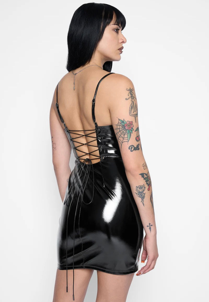Mary Wyatt Divinity Lace-Up Black Sukienka | Women-Image