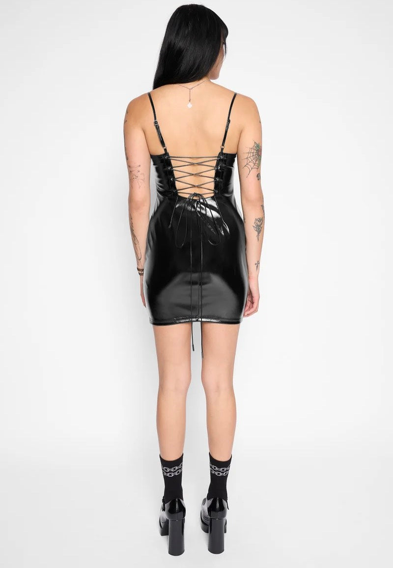 Mary Wyatt Divinity Lace-Up Black Sukienka | Women-Image