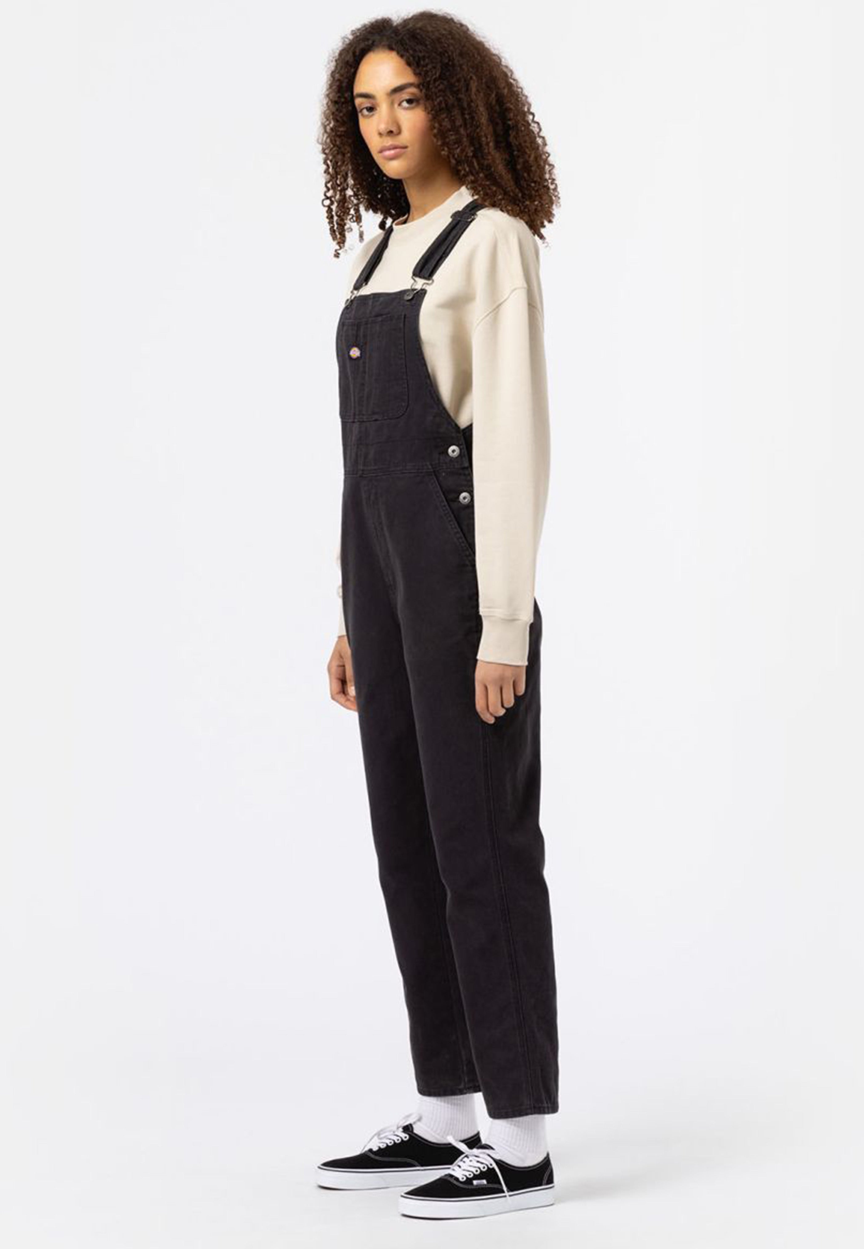 Dickies - W Duck Canvas Bib Stone Washed Black - Dungarees | Women-Image