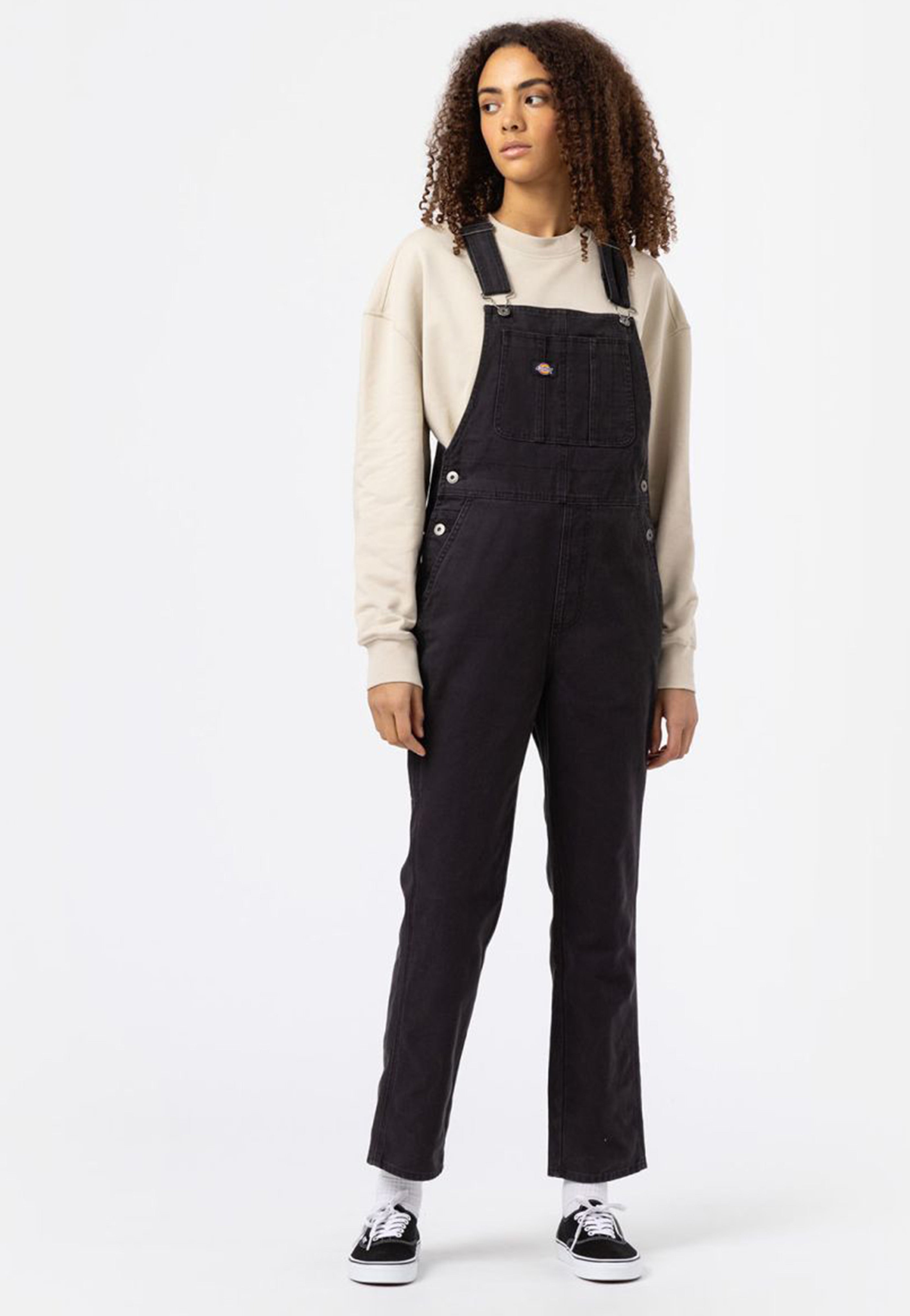 Dickies - W Duck Canvas Bib Stone Washed Black - Dungarees | Women-Image