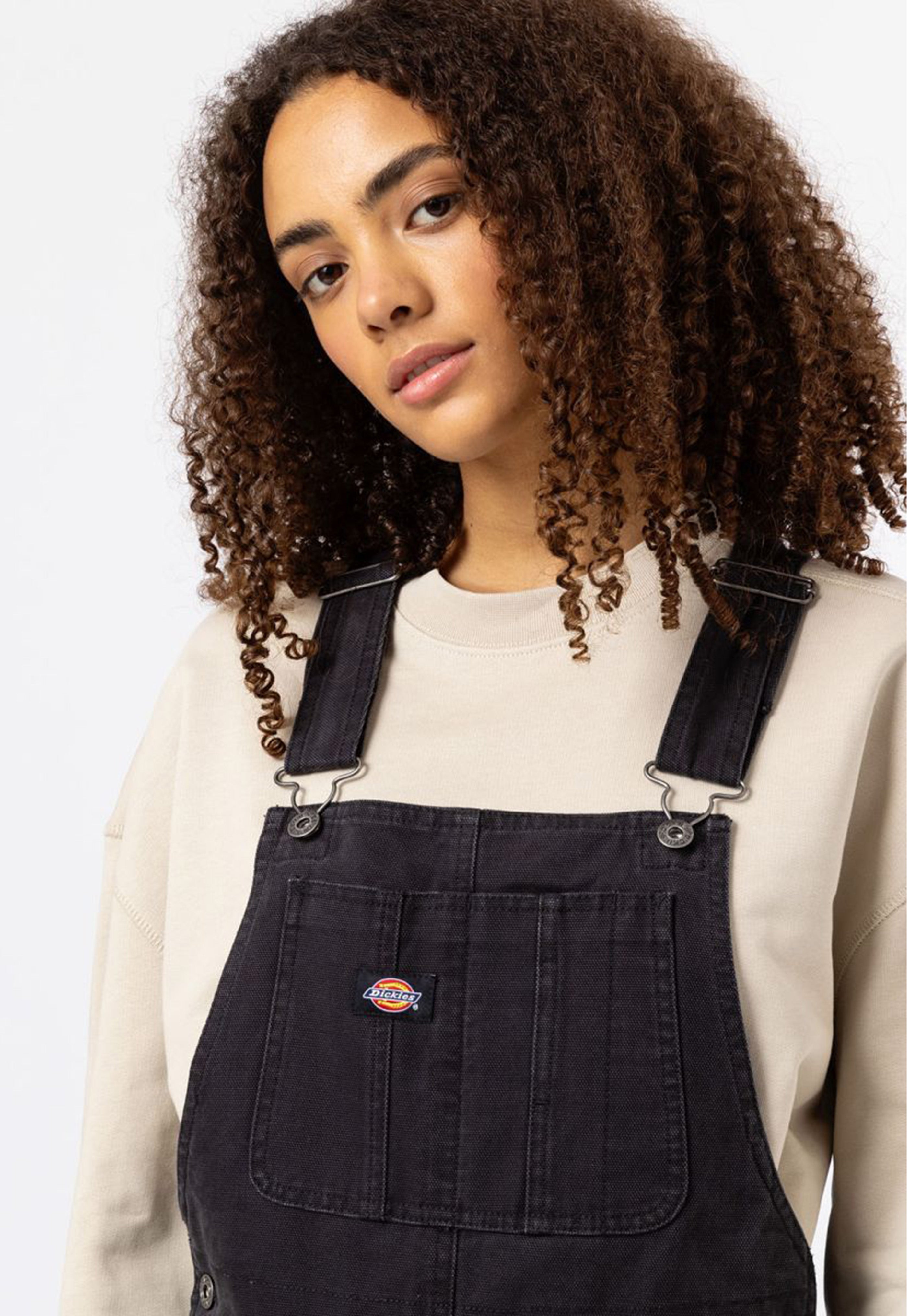 Dickies - W Duck Canvas Bib Stone Washed Black - Dungarees | Women-Image