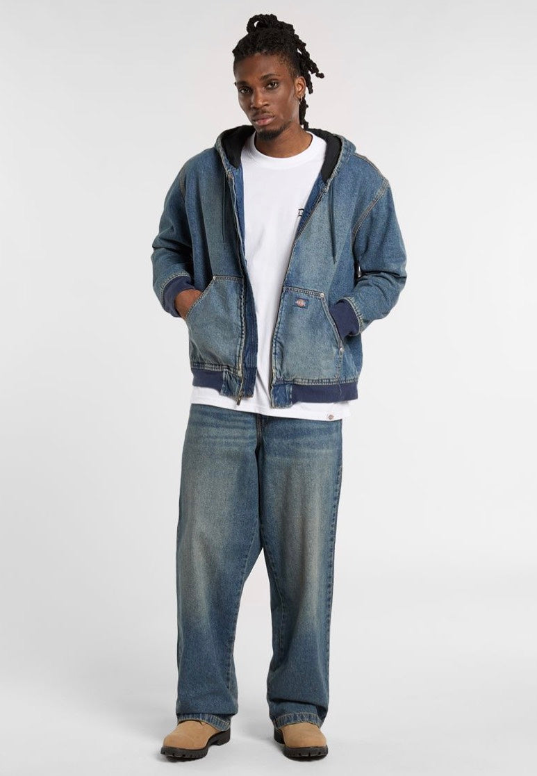 Dickies Hilham Hooded Khaki Tinted Blue - Jeans Jacket | Impericon