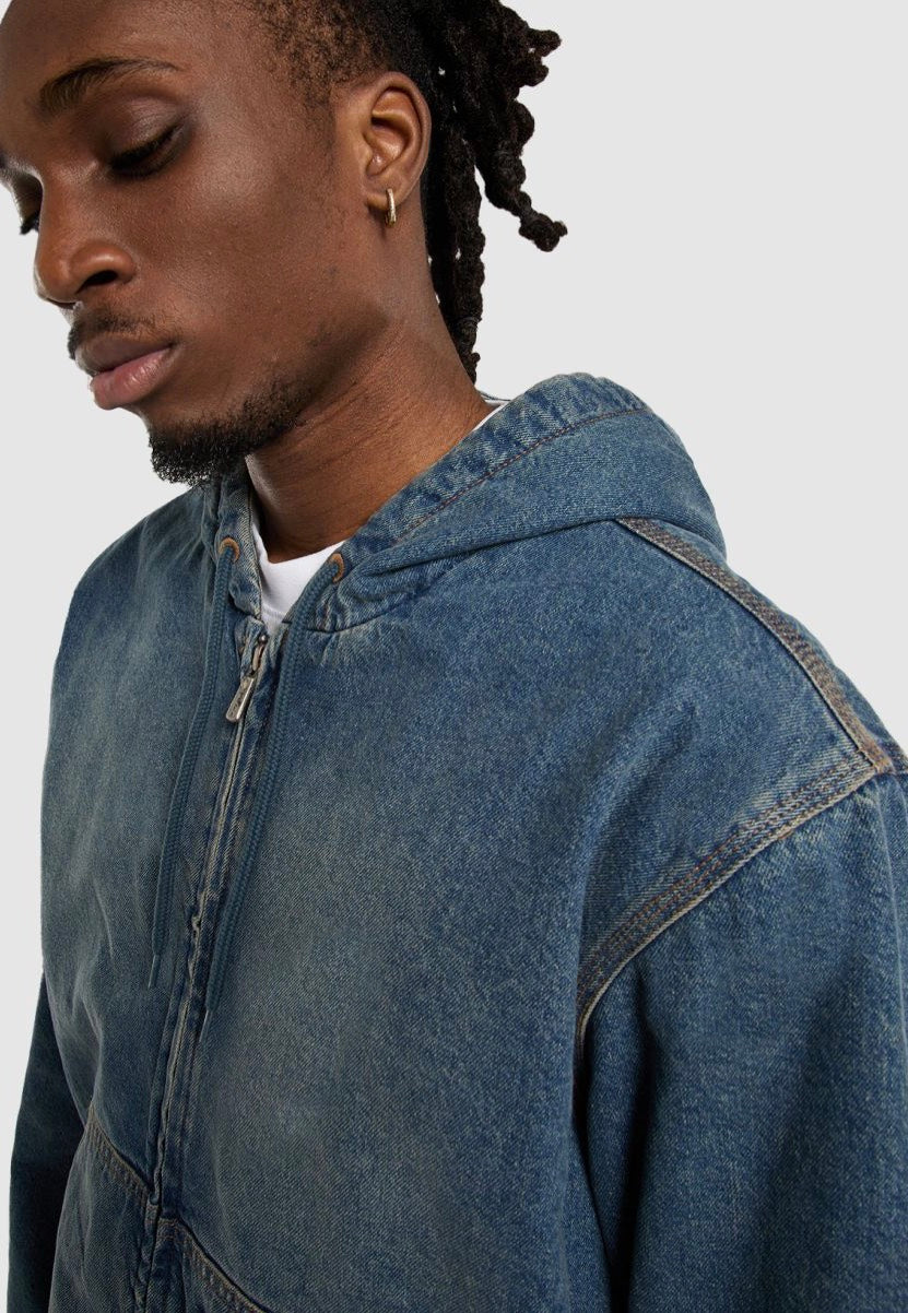 Dickies - Hilham Hooded Khaki Tinted Blue - Jeans Jacket | Men-Image