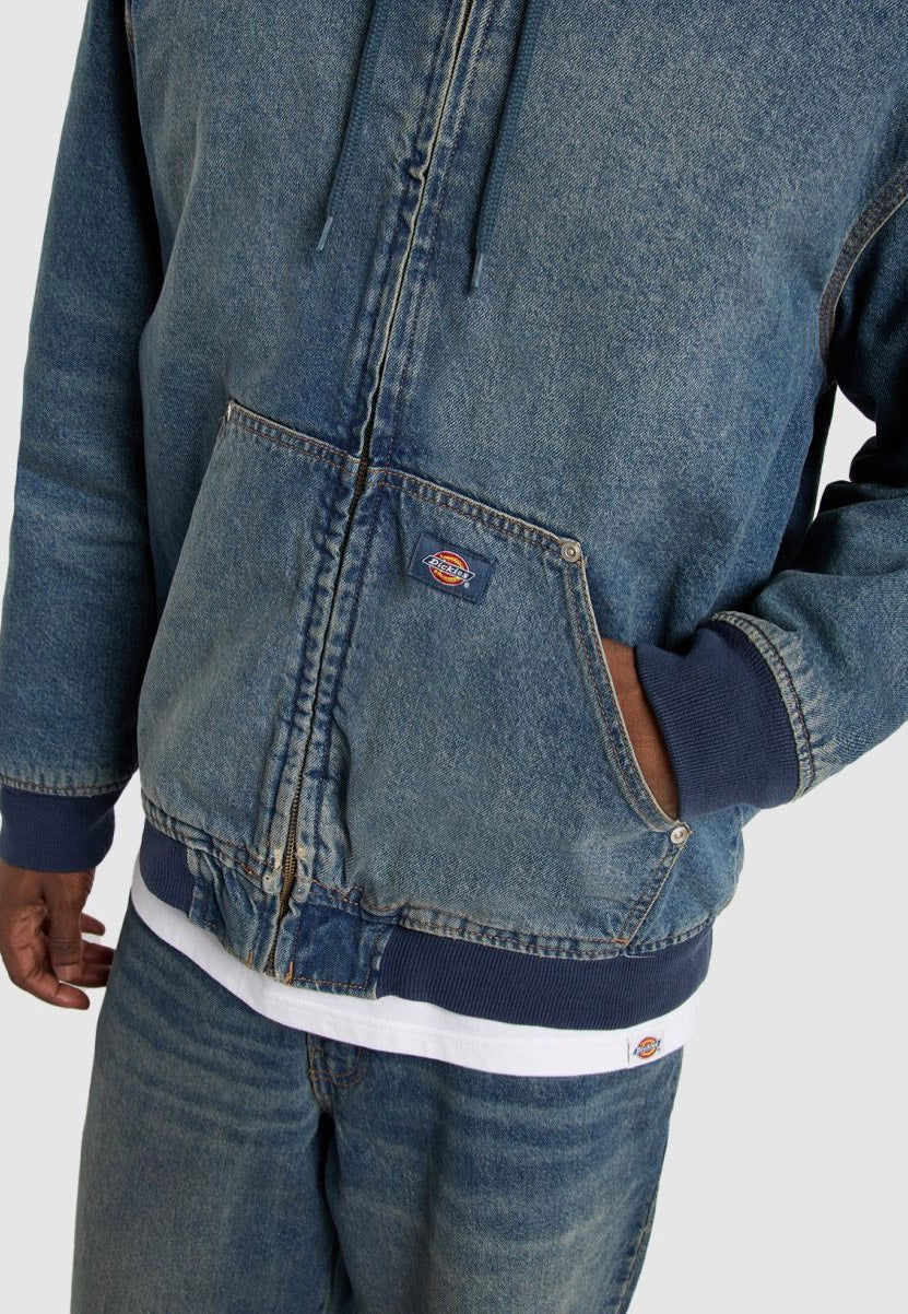 Dickies - Hilham Hooded Khaki Tinted Blue - Jeans Jacket | Men-Image