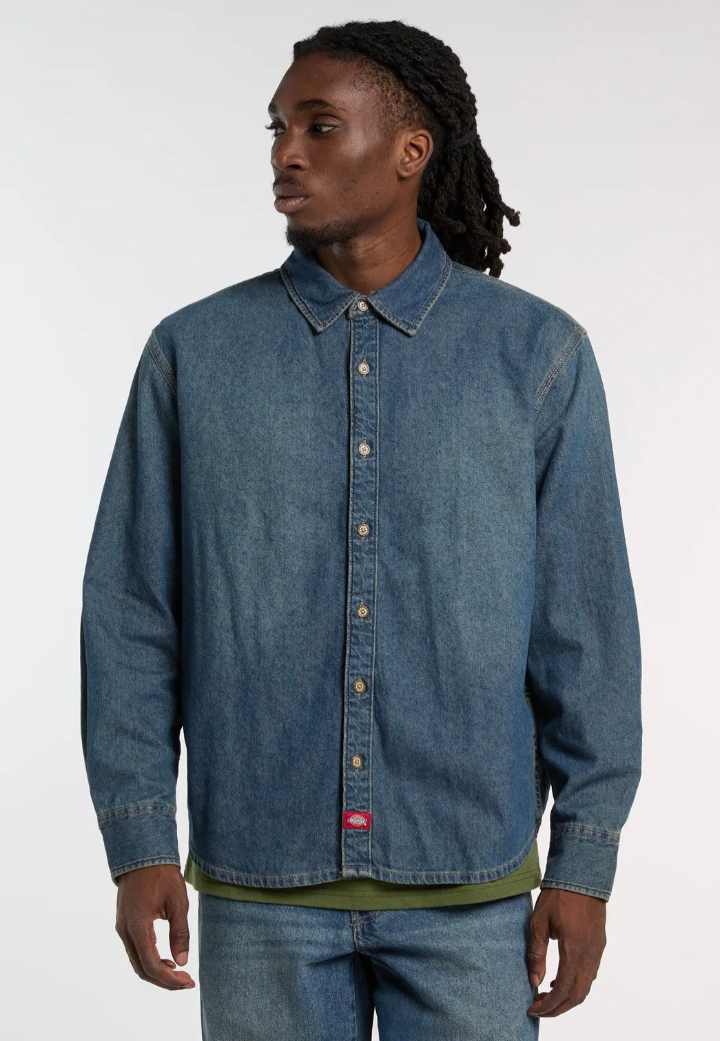 Dickies - Lightweight Denim Khaki Tinted Blue - Shirt | Men-Image