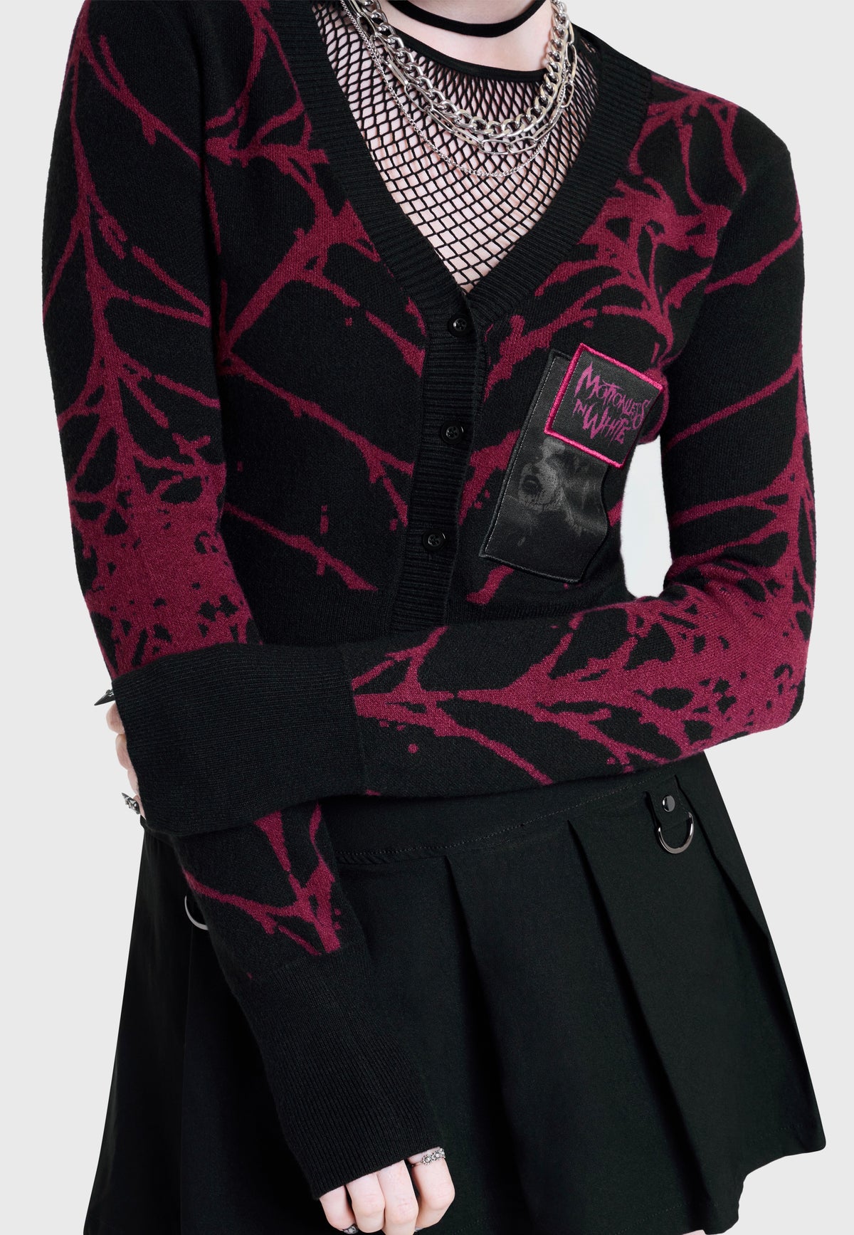 Killstar x Motionless in White Don't Fix Me Shrunk Knit Black Cardigan | Women-Image
