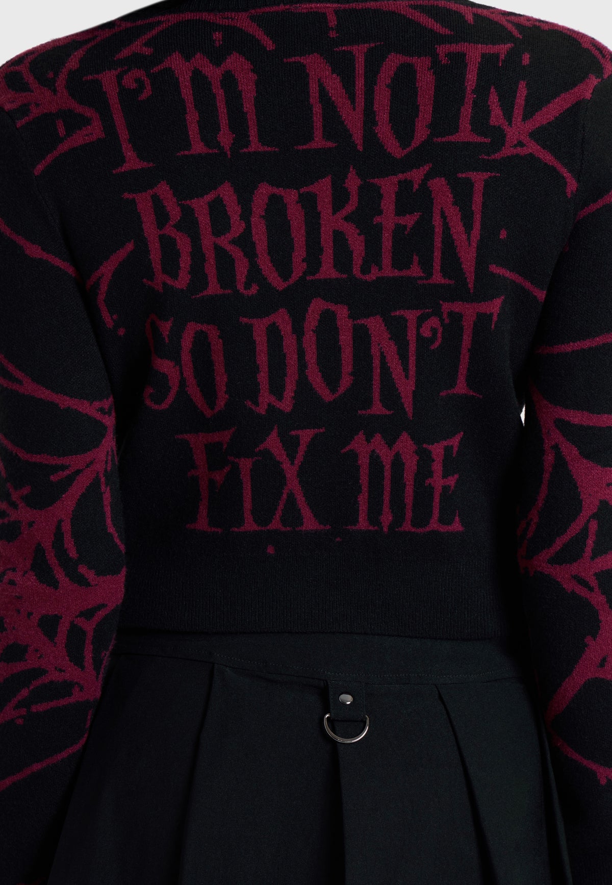 Killstar x Motionless in White Don't Fix Me Shrunk Knit Black Cardigan | Women-Image