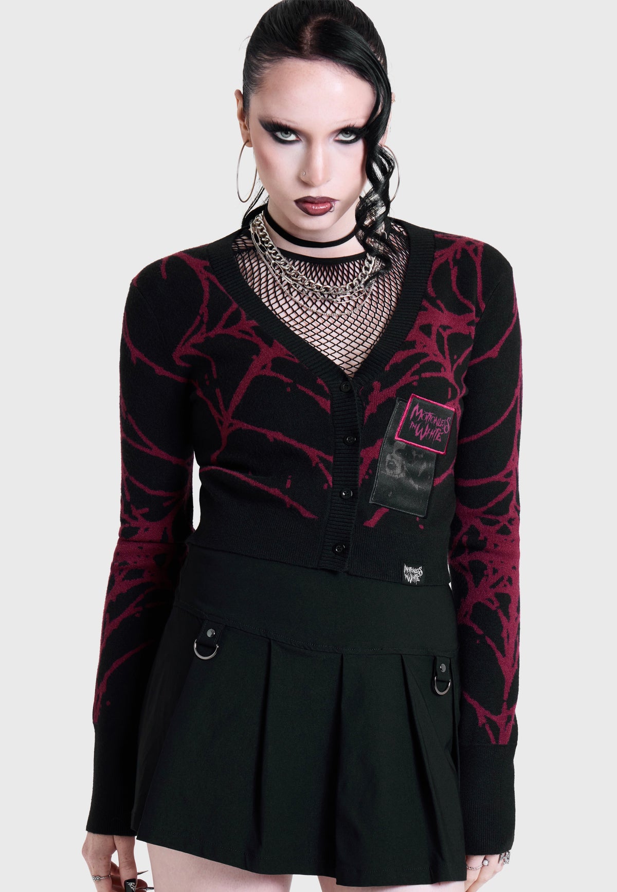 Killstar x Motionless in White Don't Fix Me Shrunk Knit Black Cardigan | Women-Image