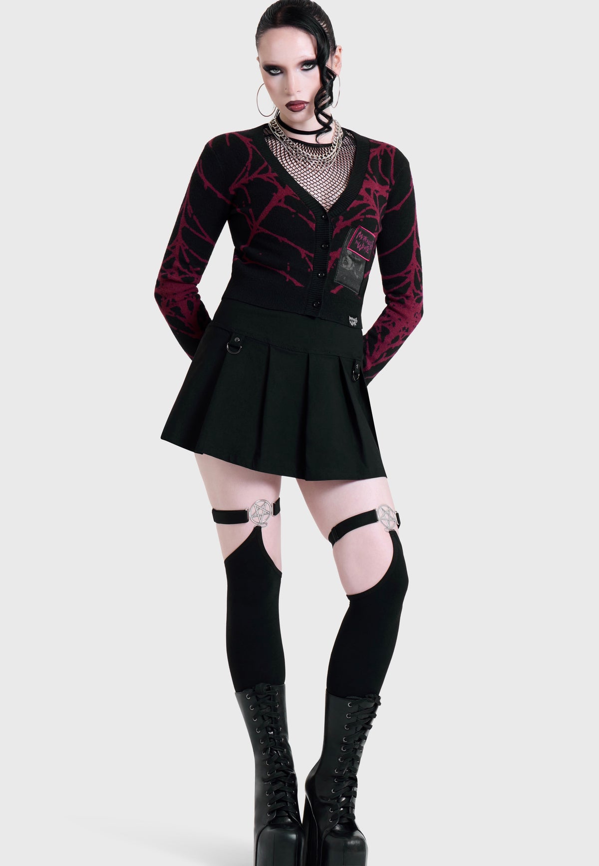 Killstar x Motionless in White Don't Fix Me Shrunk Knit Black Cardigan | Women-Image