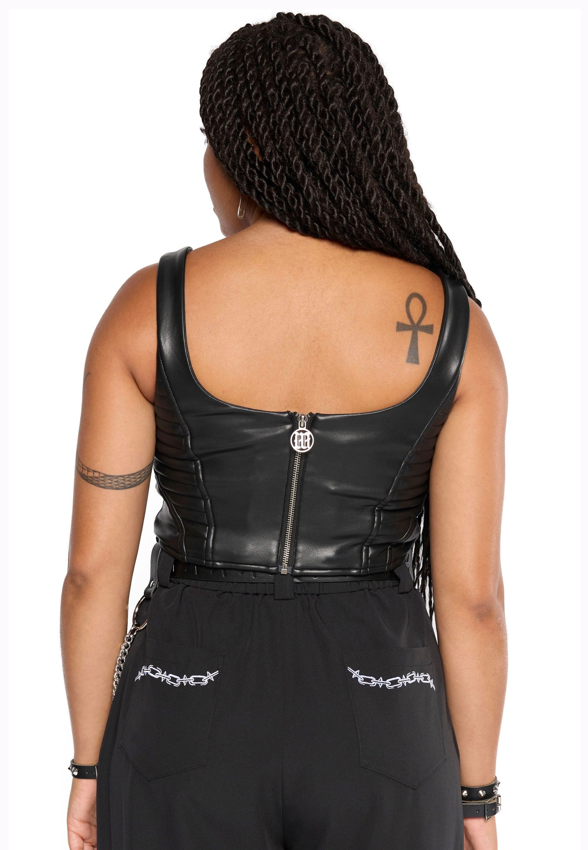 Mary Wyatt - Doro Faux Leather Moto Corset Black - Top | Impericon