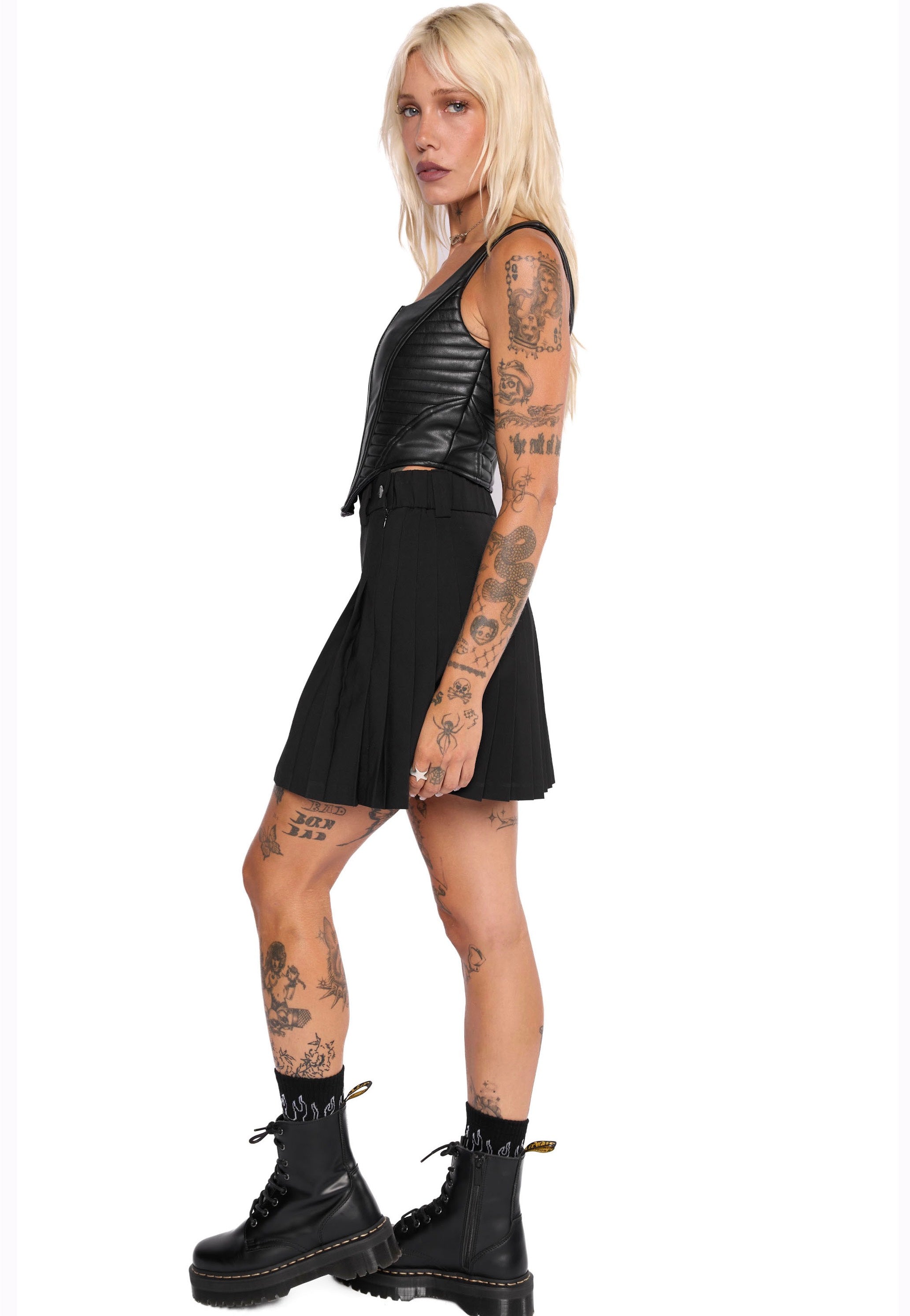 Mary Wyatt - Doro Faux Leather Moto Corset Black - Top | Impericon