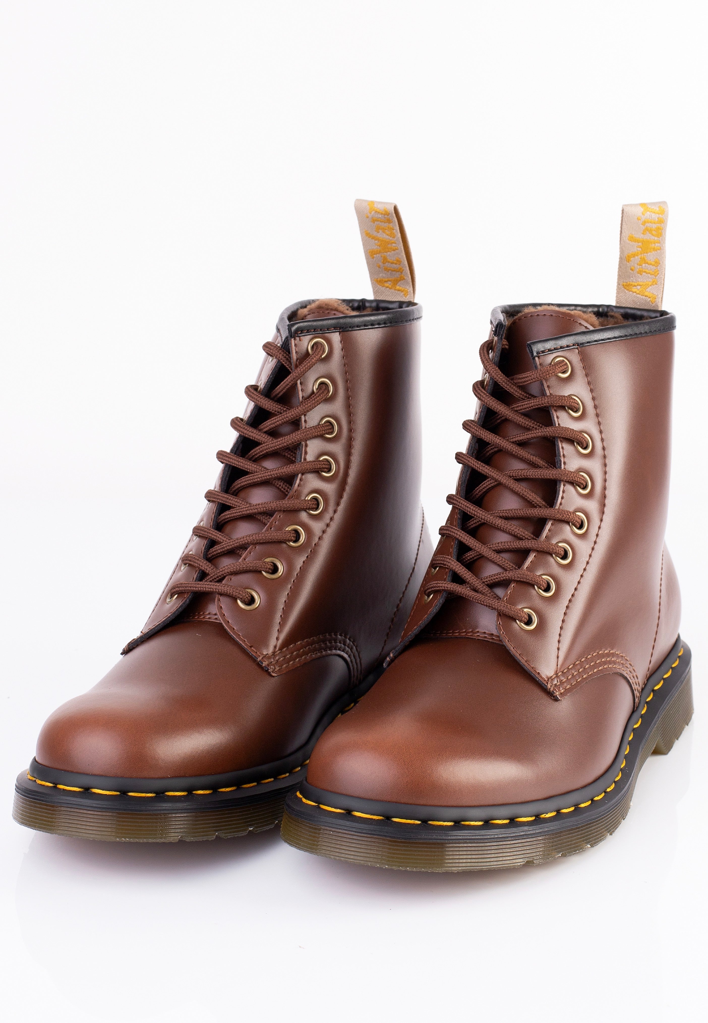 Dr. Martens - Vegan 1460 Brown Norfolk Flat & Brown Borg Fleece - Shoes | Neutral-Image