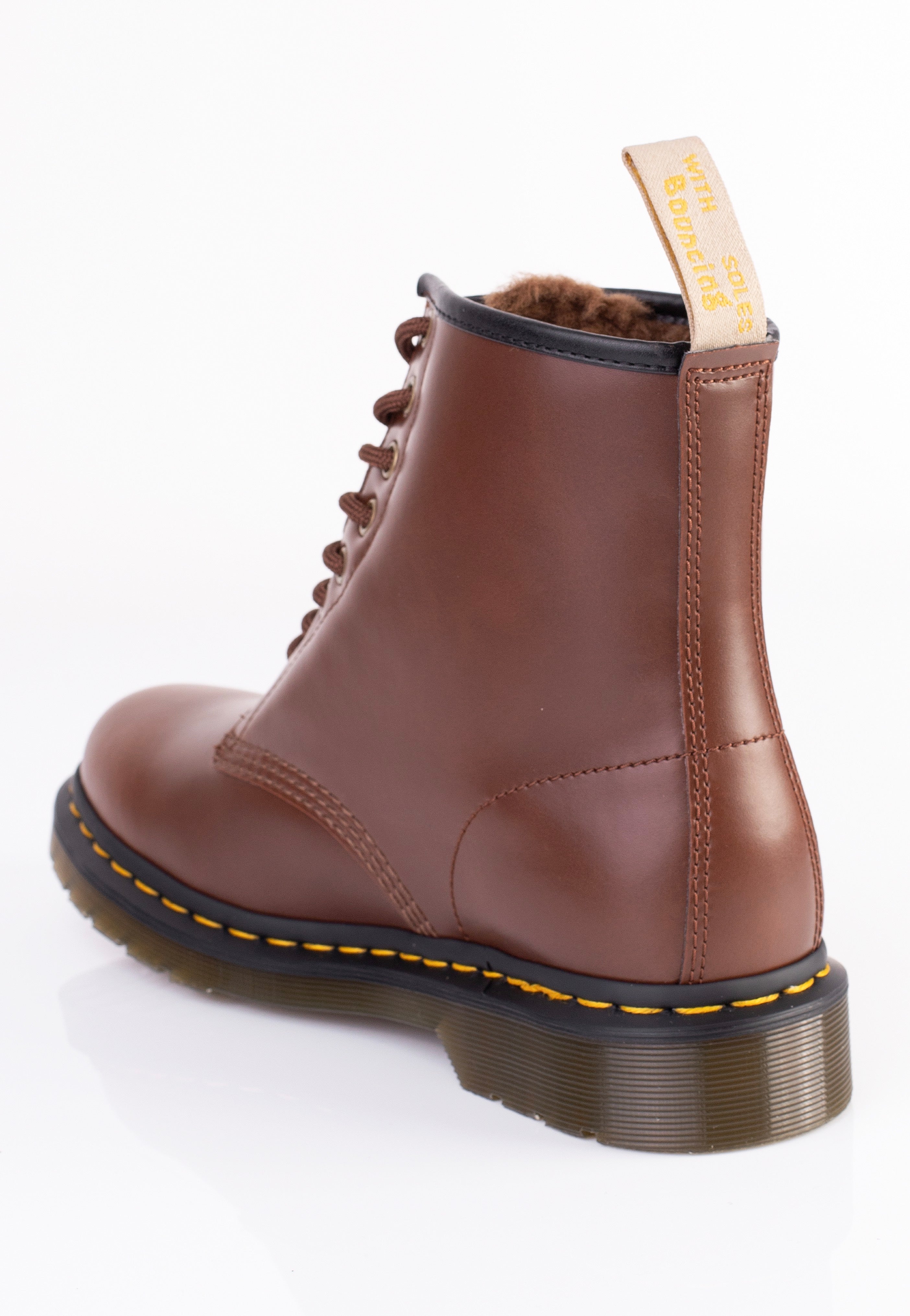 Dr. Martens - Vegan 1460 Brown Norfolk Flat & Brown Borg Fleece - Shoes | Neutral-Image